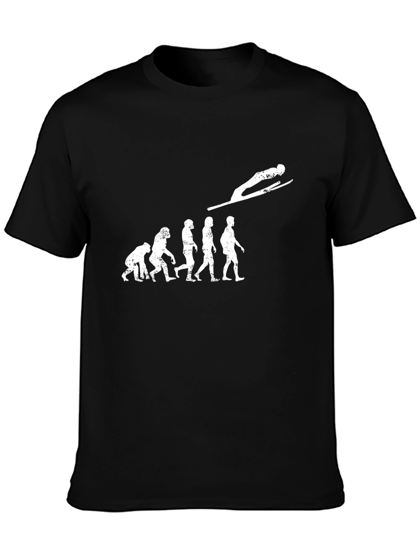 Black Evolution of Ski Jumping Black T-Shirt view 3