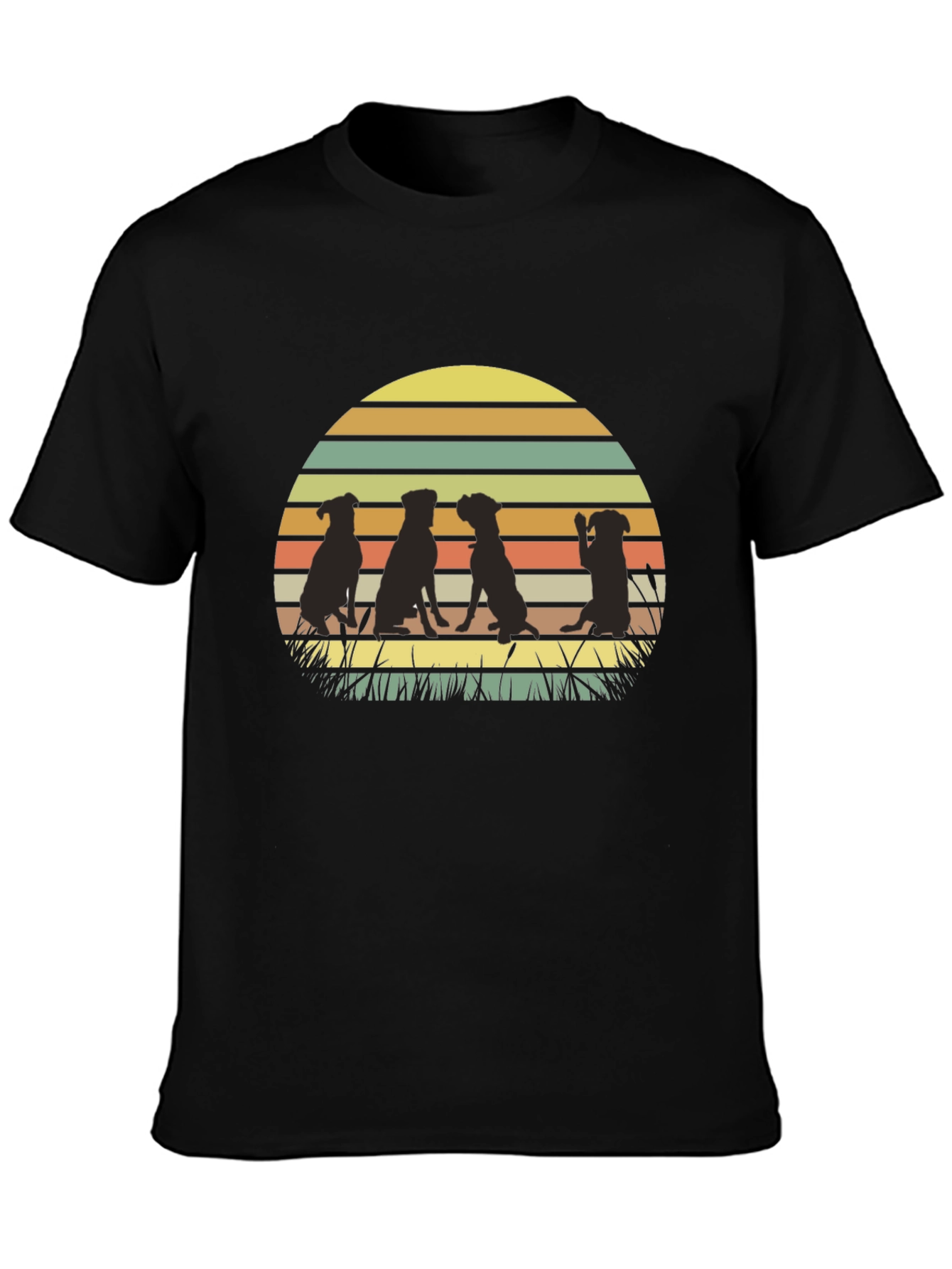 Black Dog Silhouette Sunset T-Shirt view 3