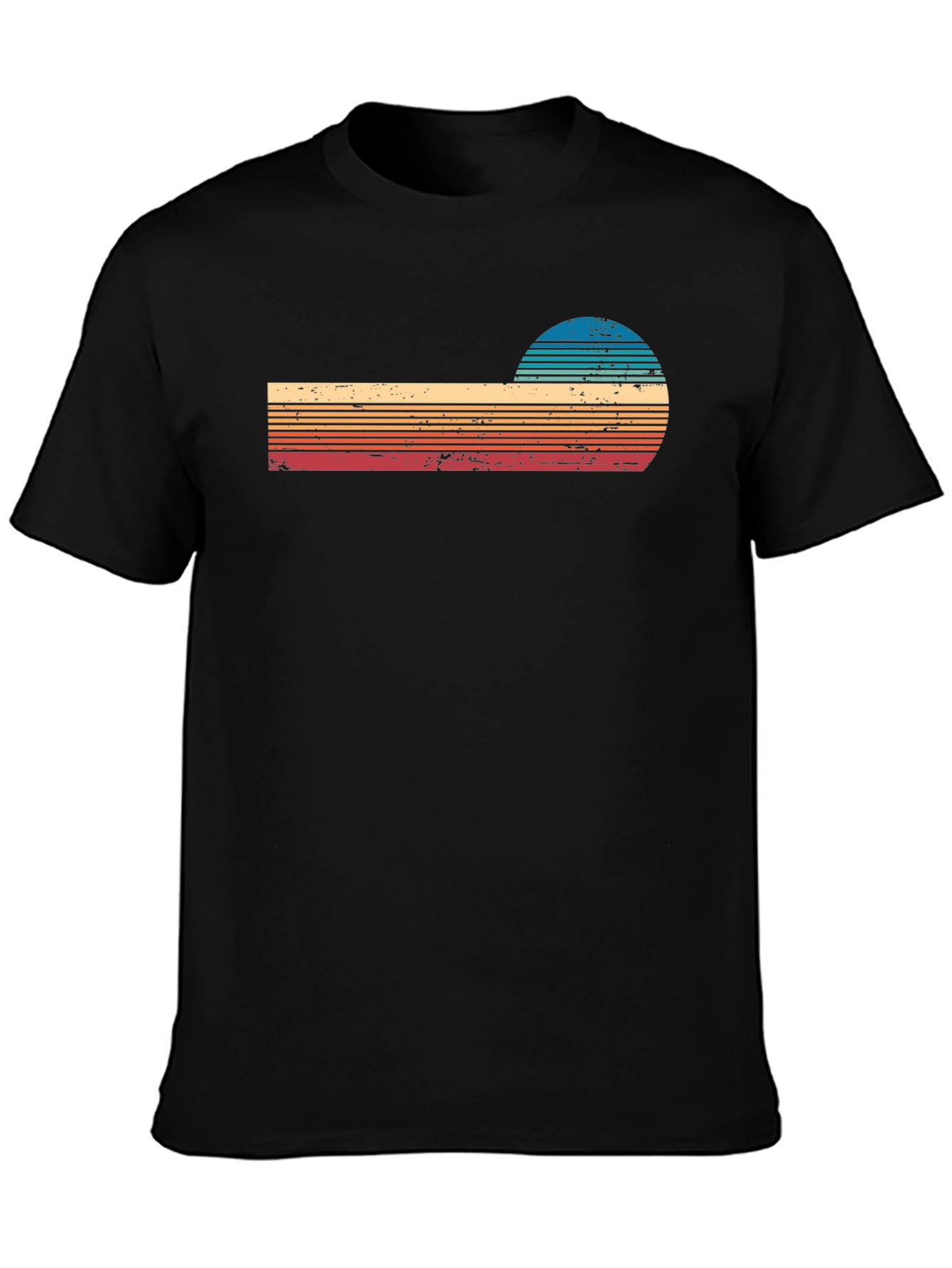 Black Retro Sunset Graphic T-Shirt view 3