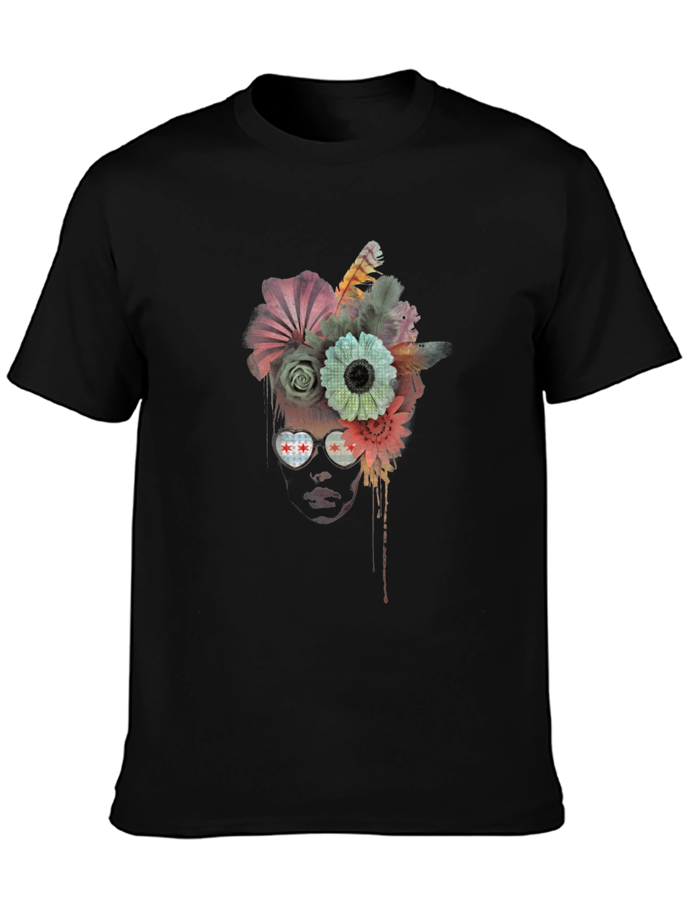 Black Floral Head Chicago T-Shirt view 3