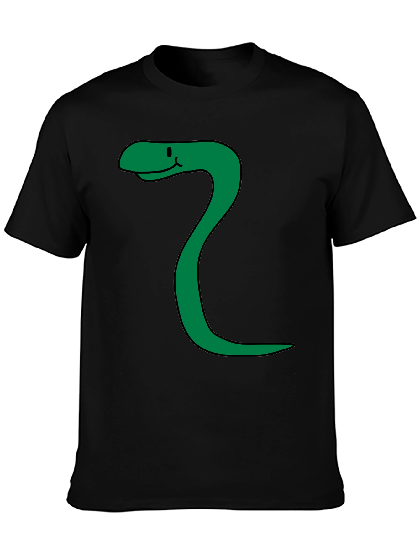 Black Funny Snake Cartoon Black T-Shirt view 3