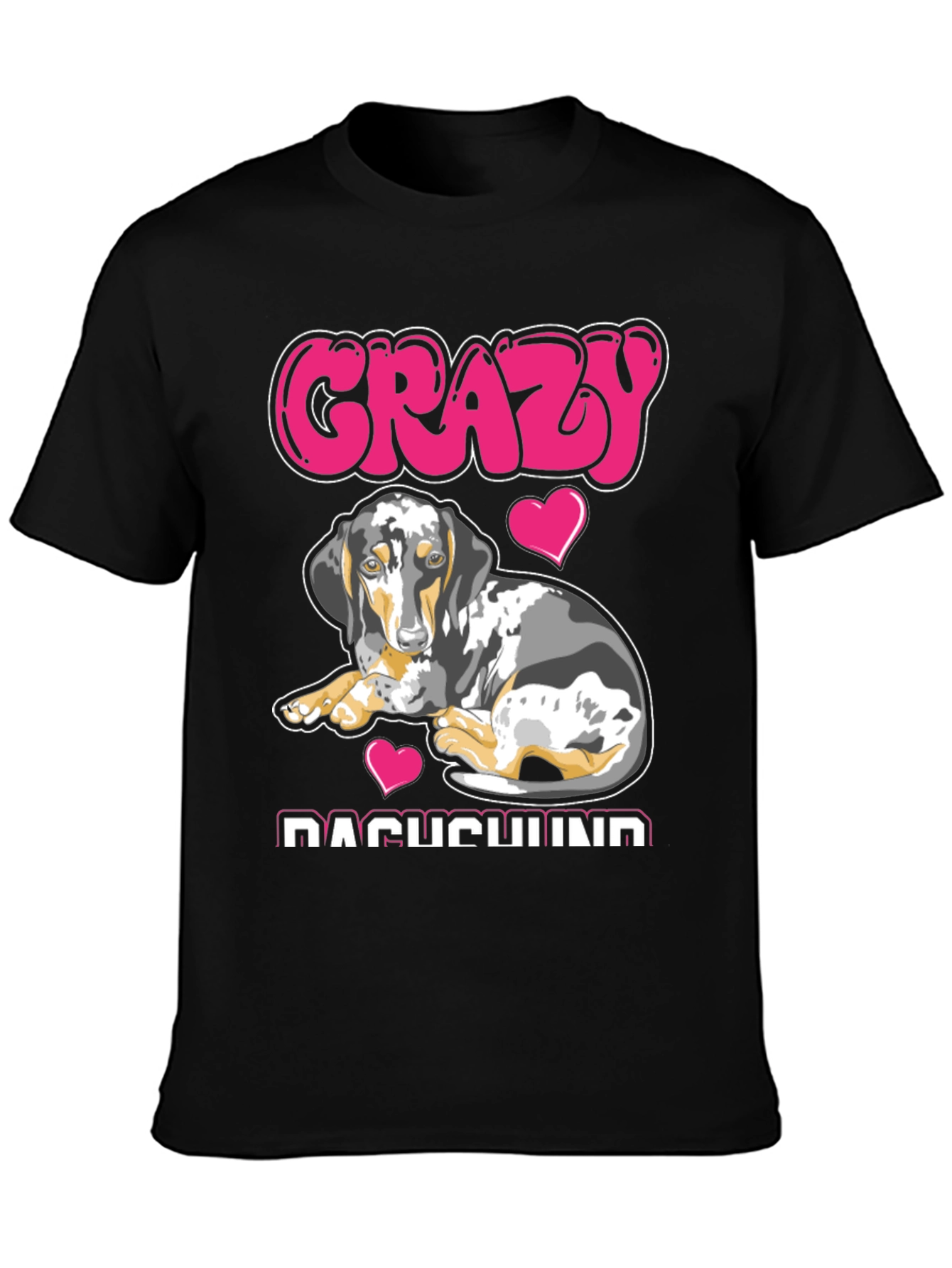 Black Crazy Dachshund T-Shirt - Dog Lover Tee view 3