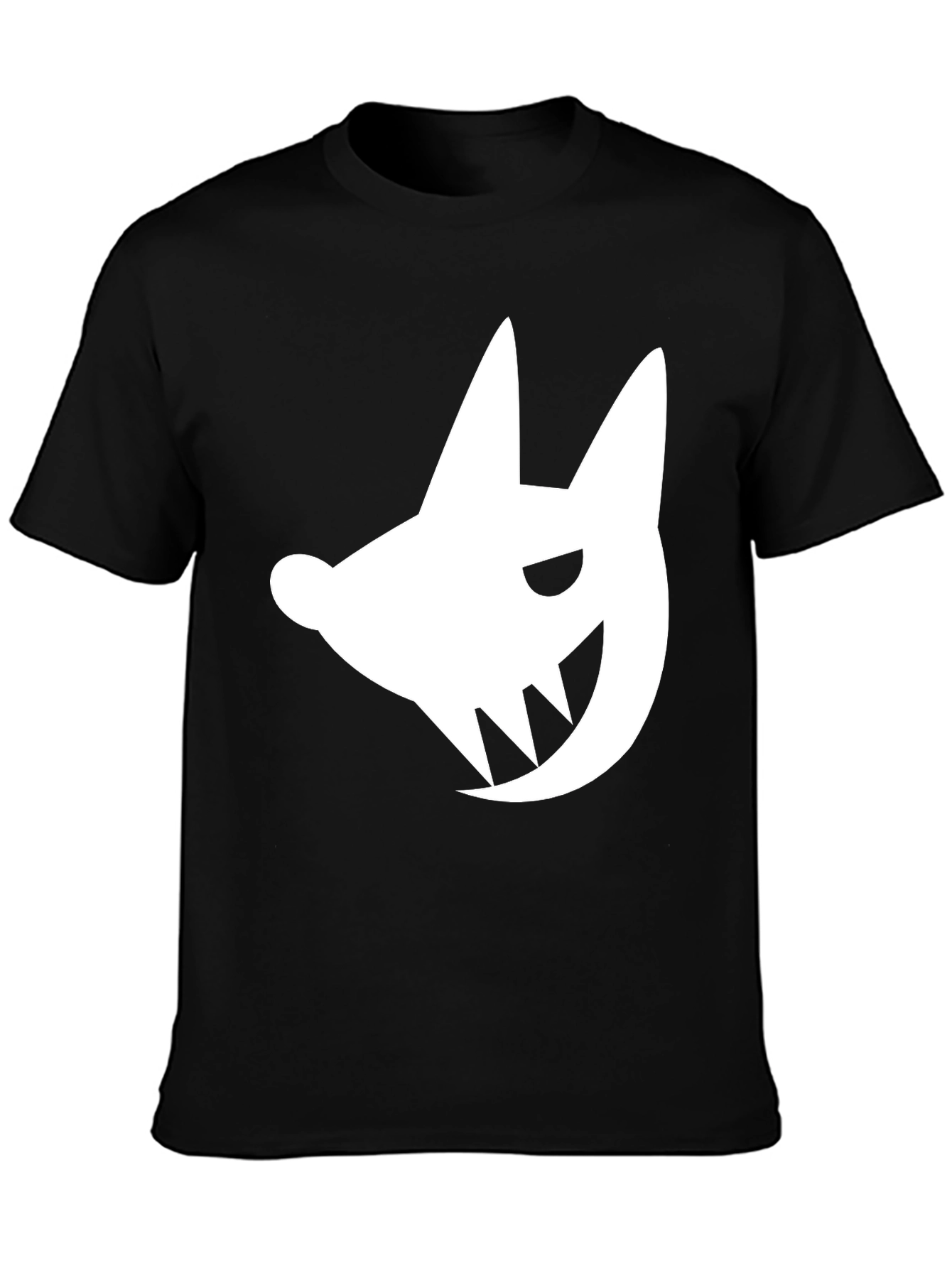 Black Edgy White Fanged Creature Graphic Black T-Shirt view 3