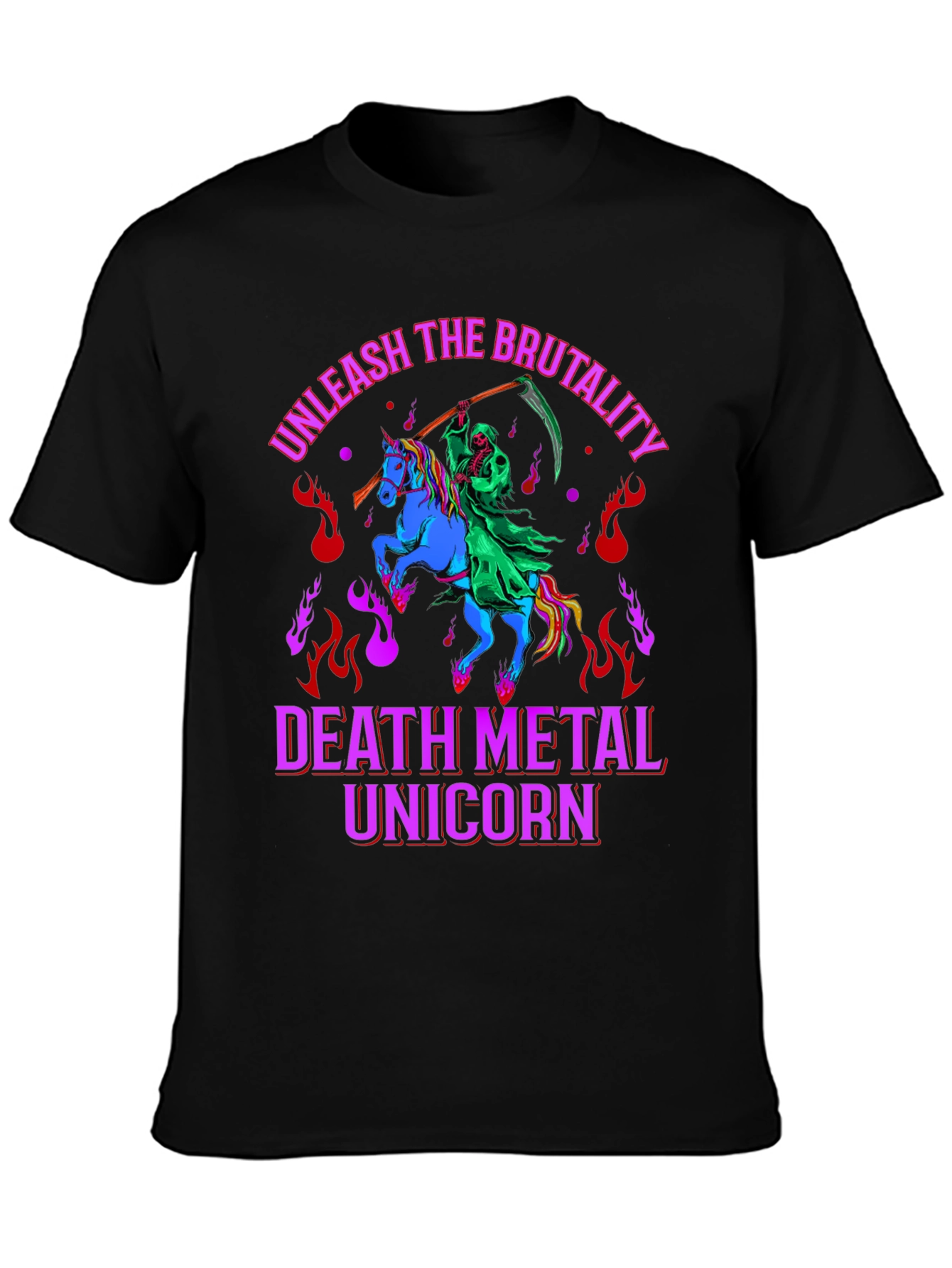 Black Death Metal Unicorn T-Shirt - Unleash the Brutality! view 3