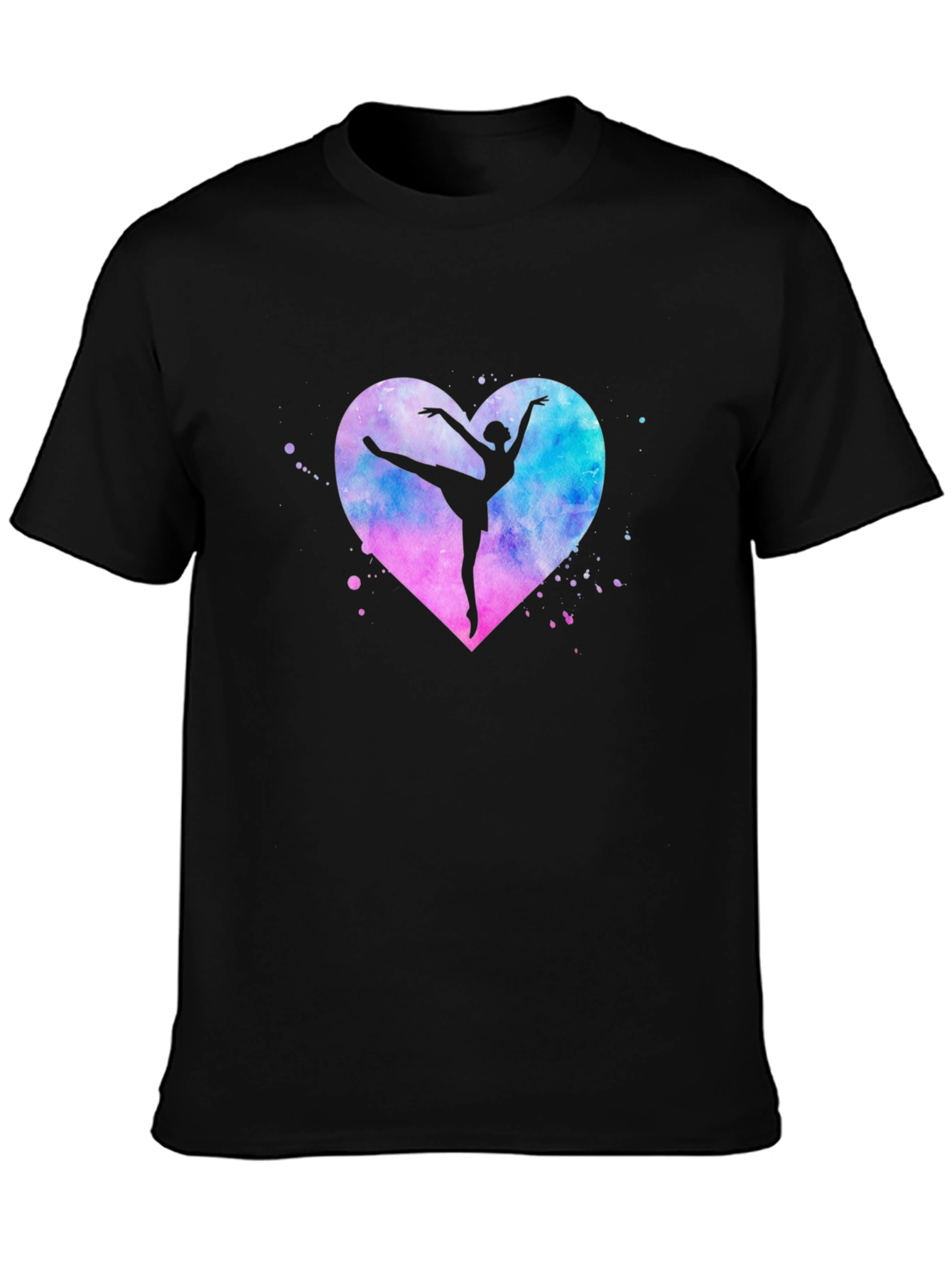 Black Ballet Dancer Heart Graphic T-Shirt - Stylish Black Tee view 3