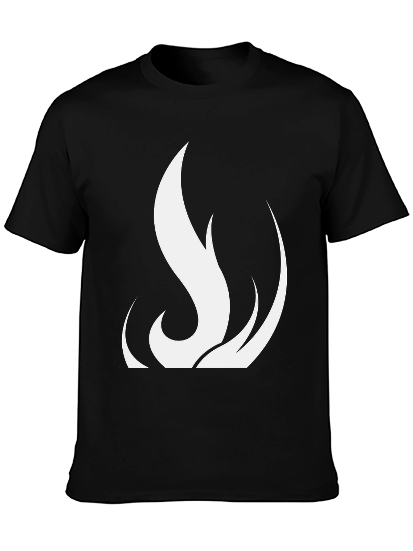 Black Black T-Shirt with White Flame Design view 3