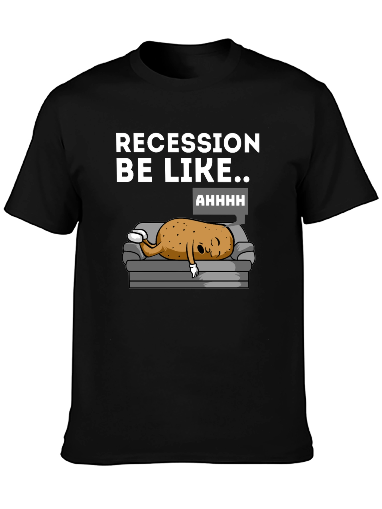Black Recession Potato T-Shirt - Funny Novelty Tee view 3