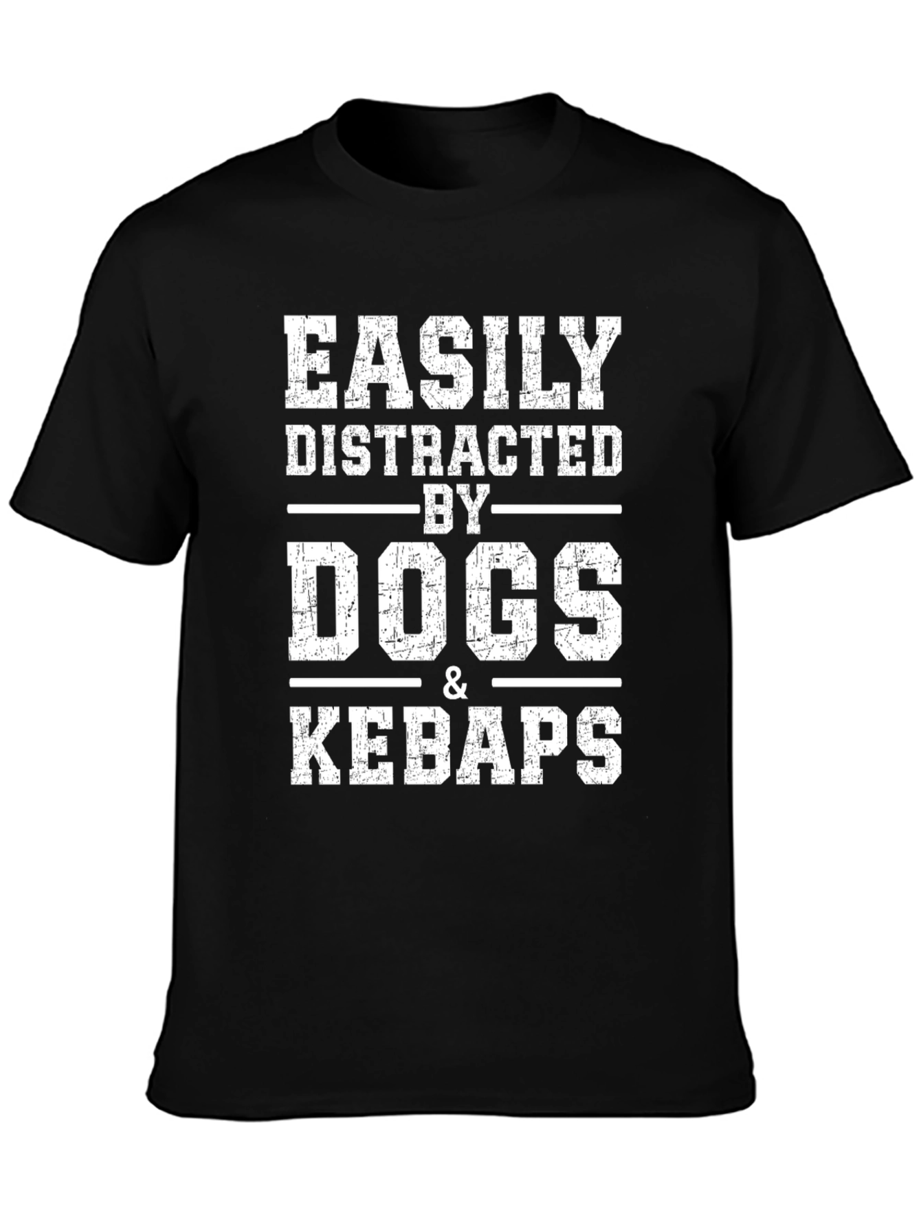 Black Easily Distracted By Dogs & Kebabs T-Shirt view 3