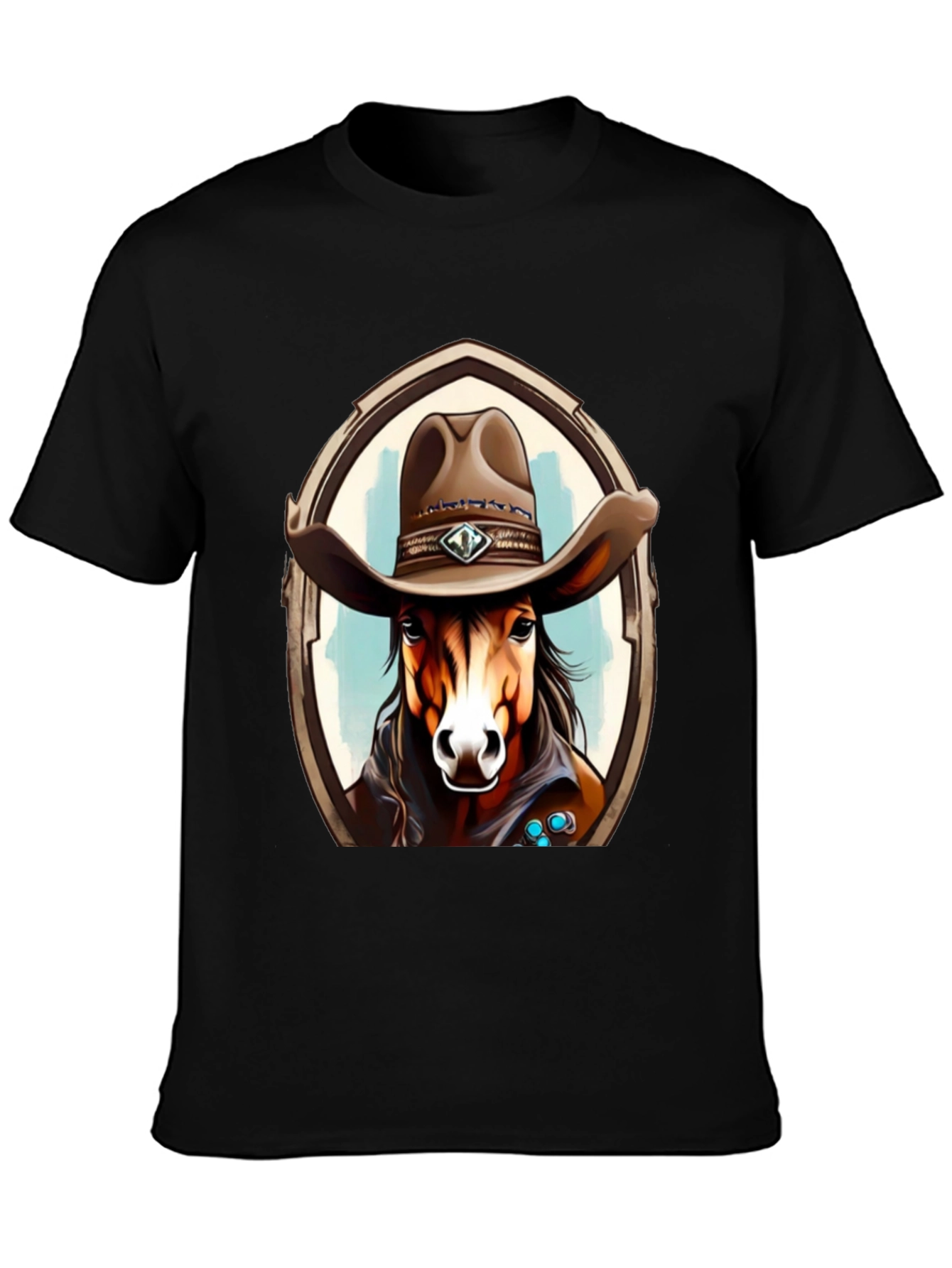 Black Cowboy Horse Graphic Tee - Stylish Western T-Shirt view 3