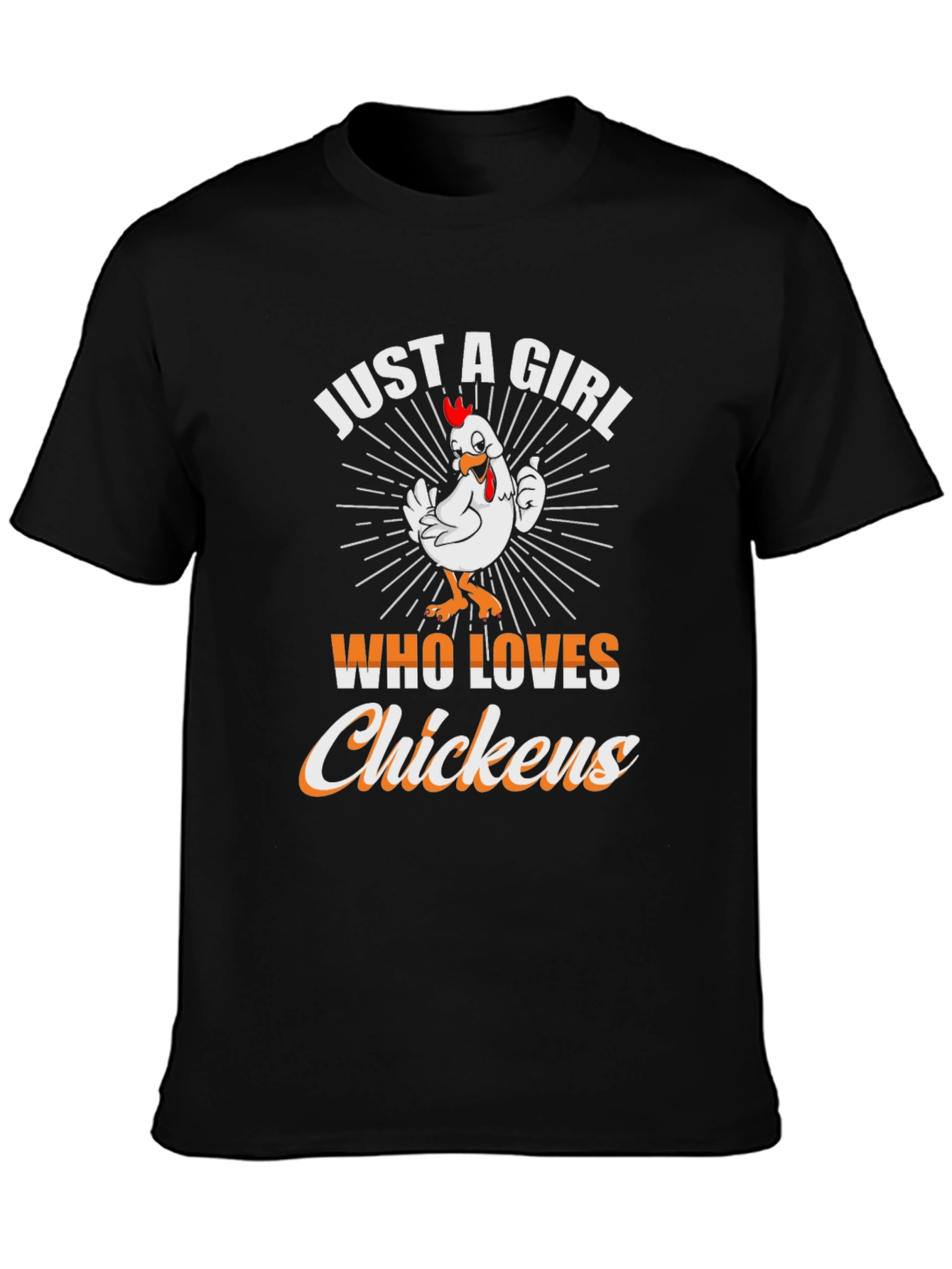 Black Chicken Lover T-Shirt - 'Just a Girl' Design view 3