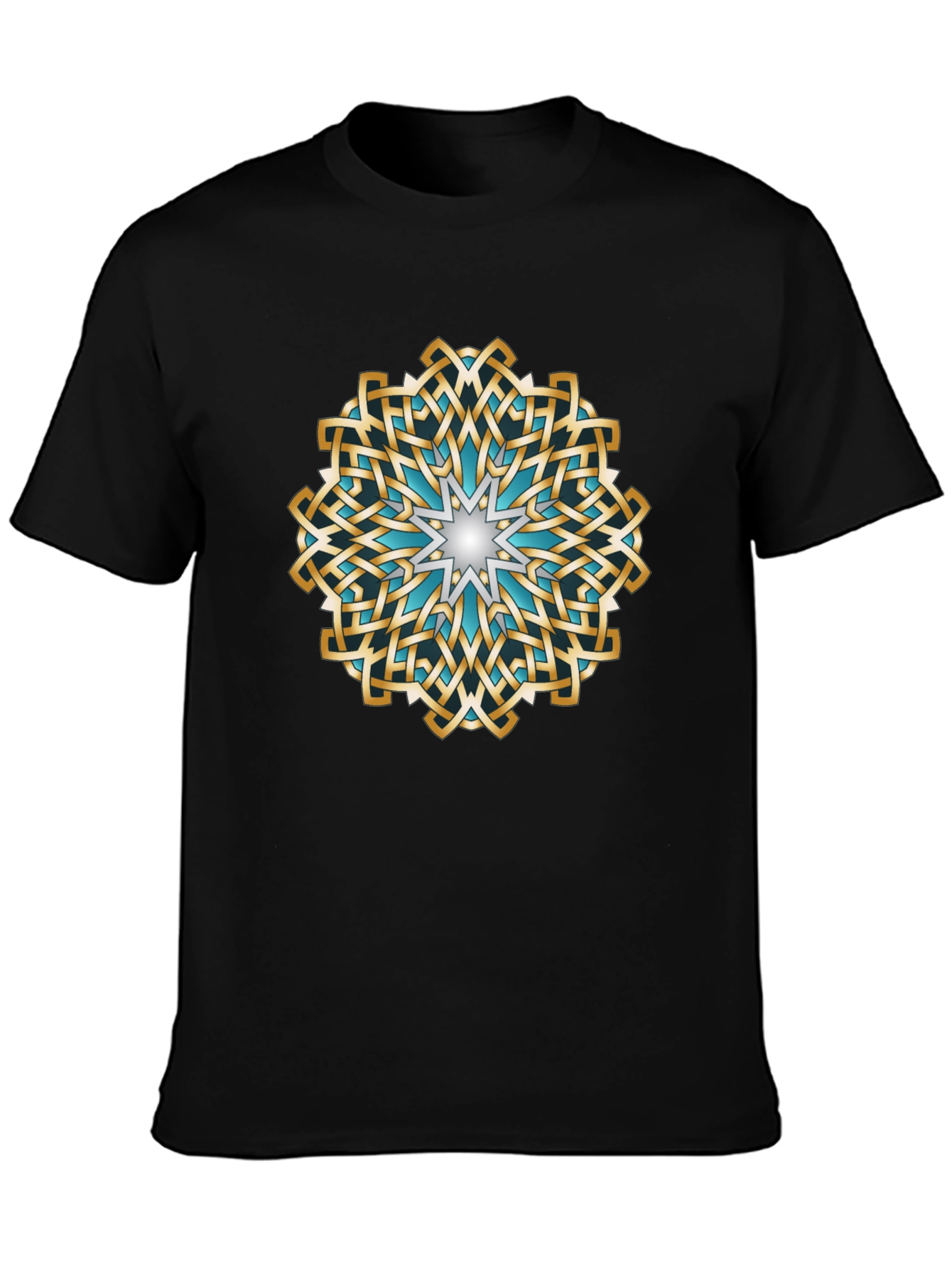 Black Intricate Knotwork Mandala Graphic T-Shirt view 3