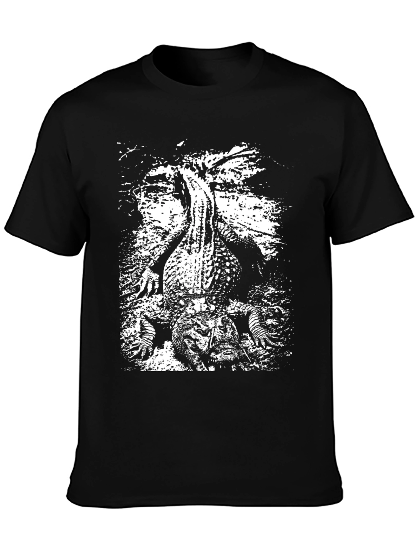 Black Crocodile Graphic Tee - Black Cotton T-Shirt view 3
