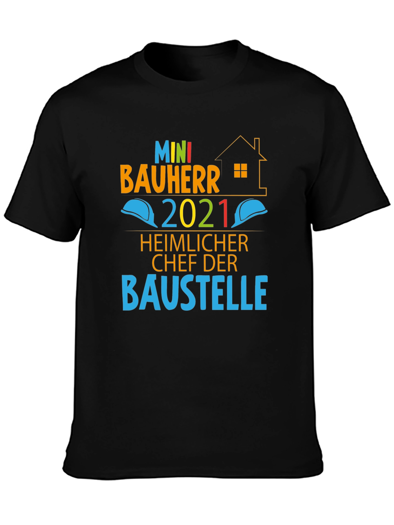 Black Mini Bauherr 2021 T-Shirt, Construction Boss Tee view 3