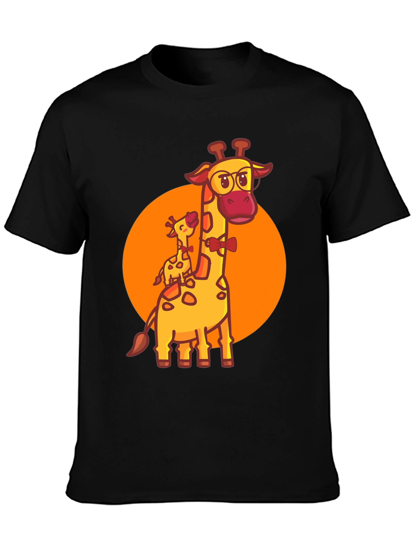 Black Giraffe Family T-Shirt: Cute Cartoon Animal Graphic Tee view 3