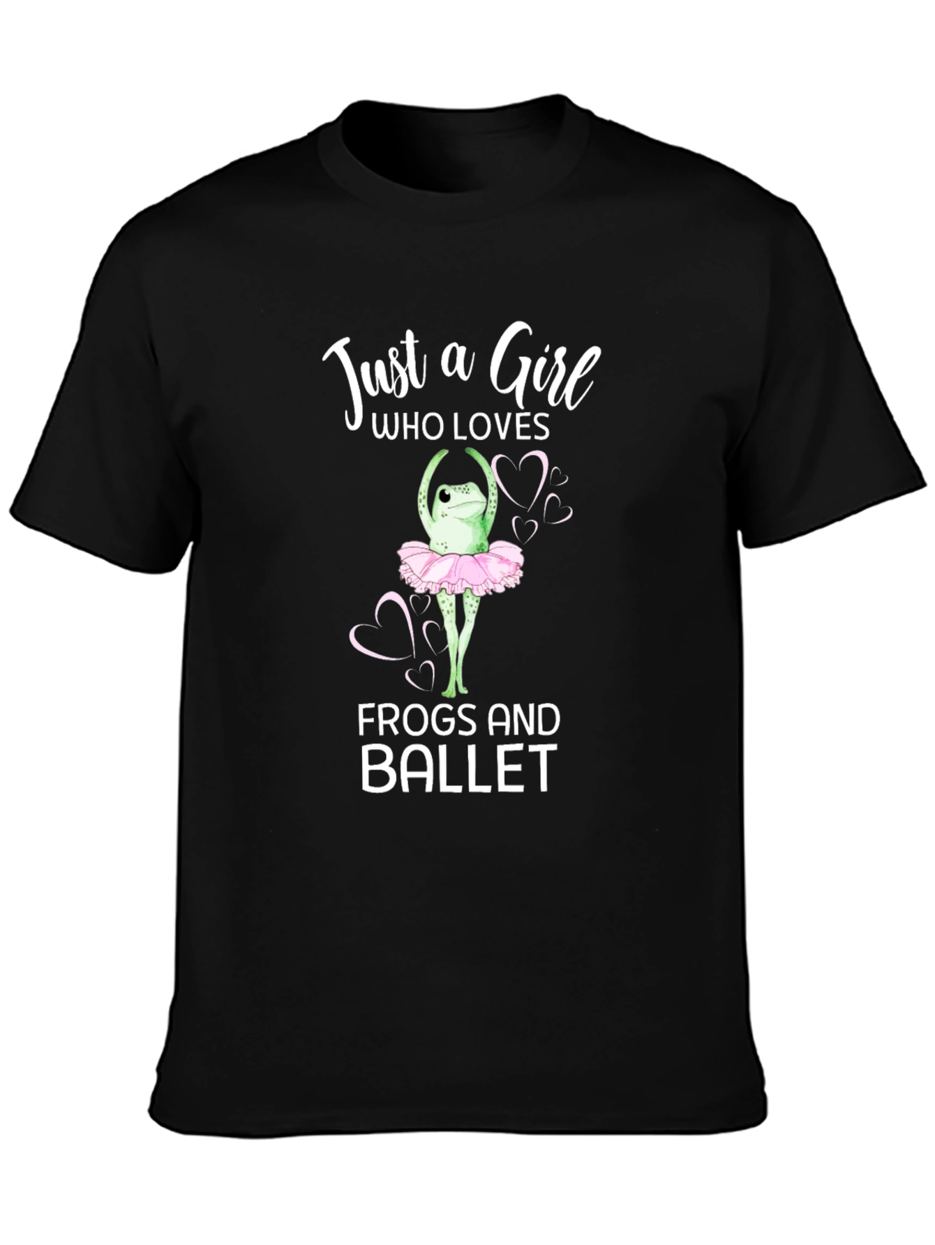 Black Just a Girl Who Loves Frogs and Ballet T-Shirt view 3