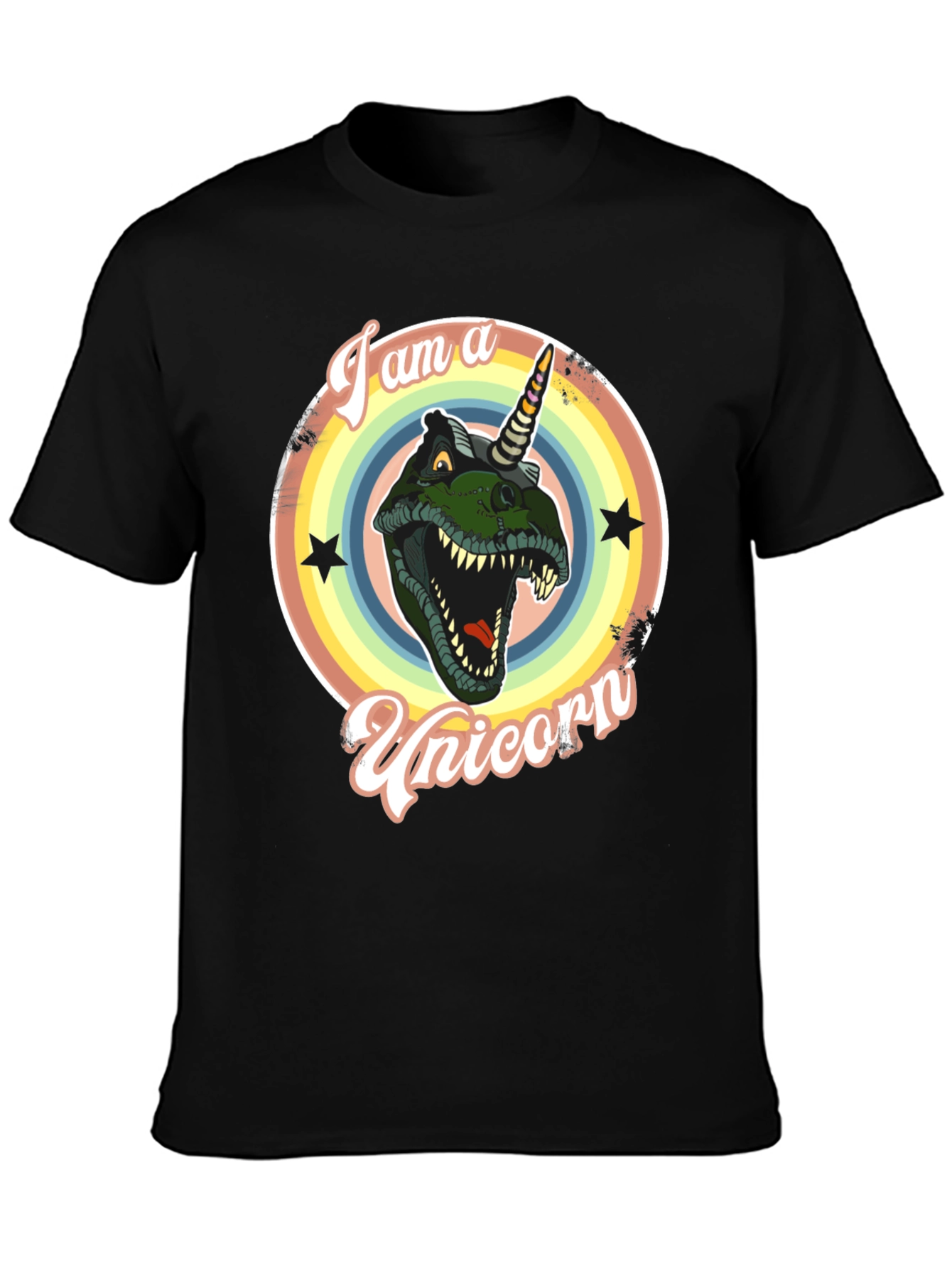 Black I am a Unicorn Dinosaur T-Shirt view 3