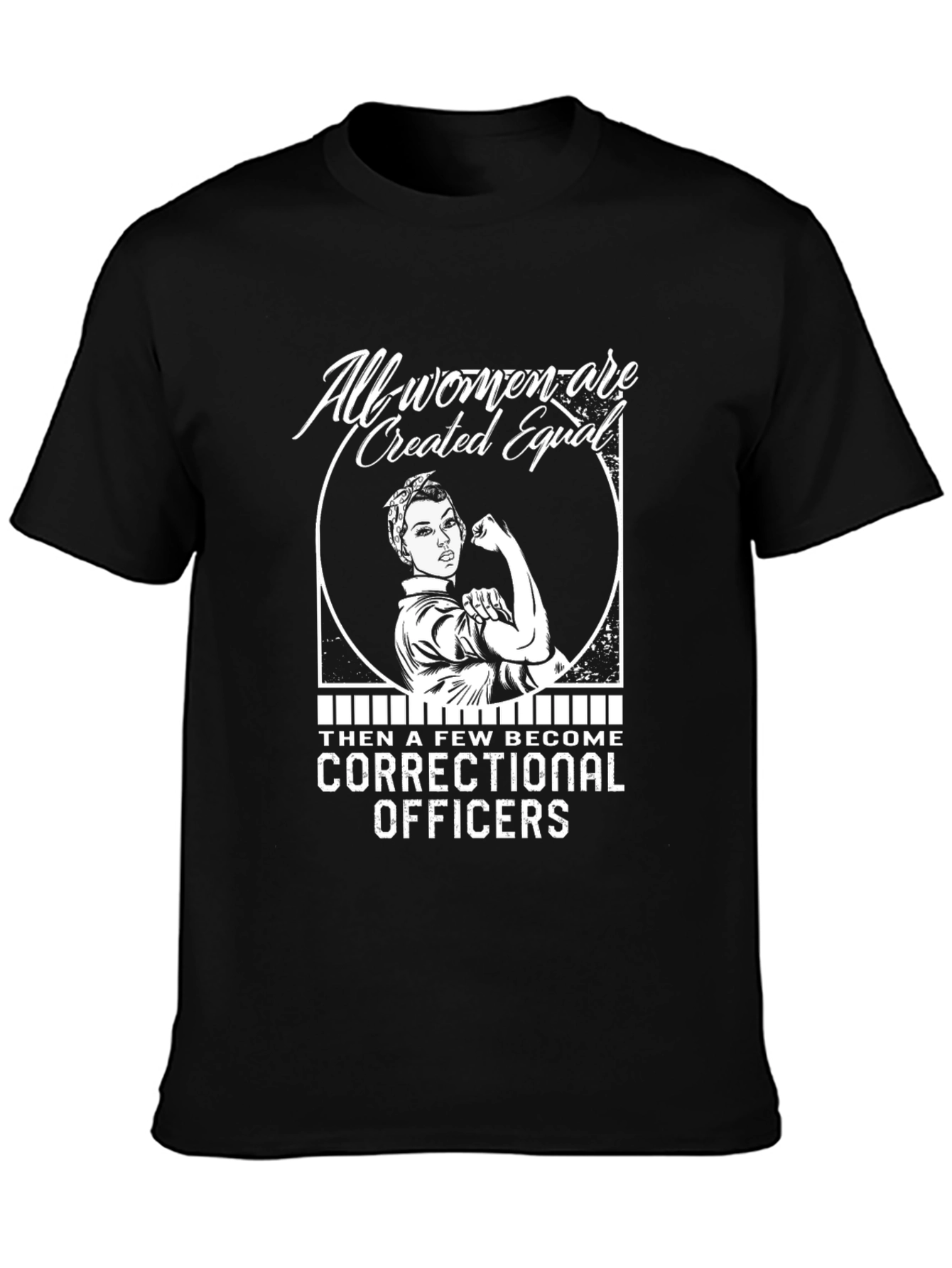 Black Correctional Officer Rosie the Riveter T-Shirt view 3