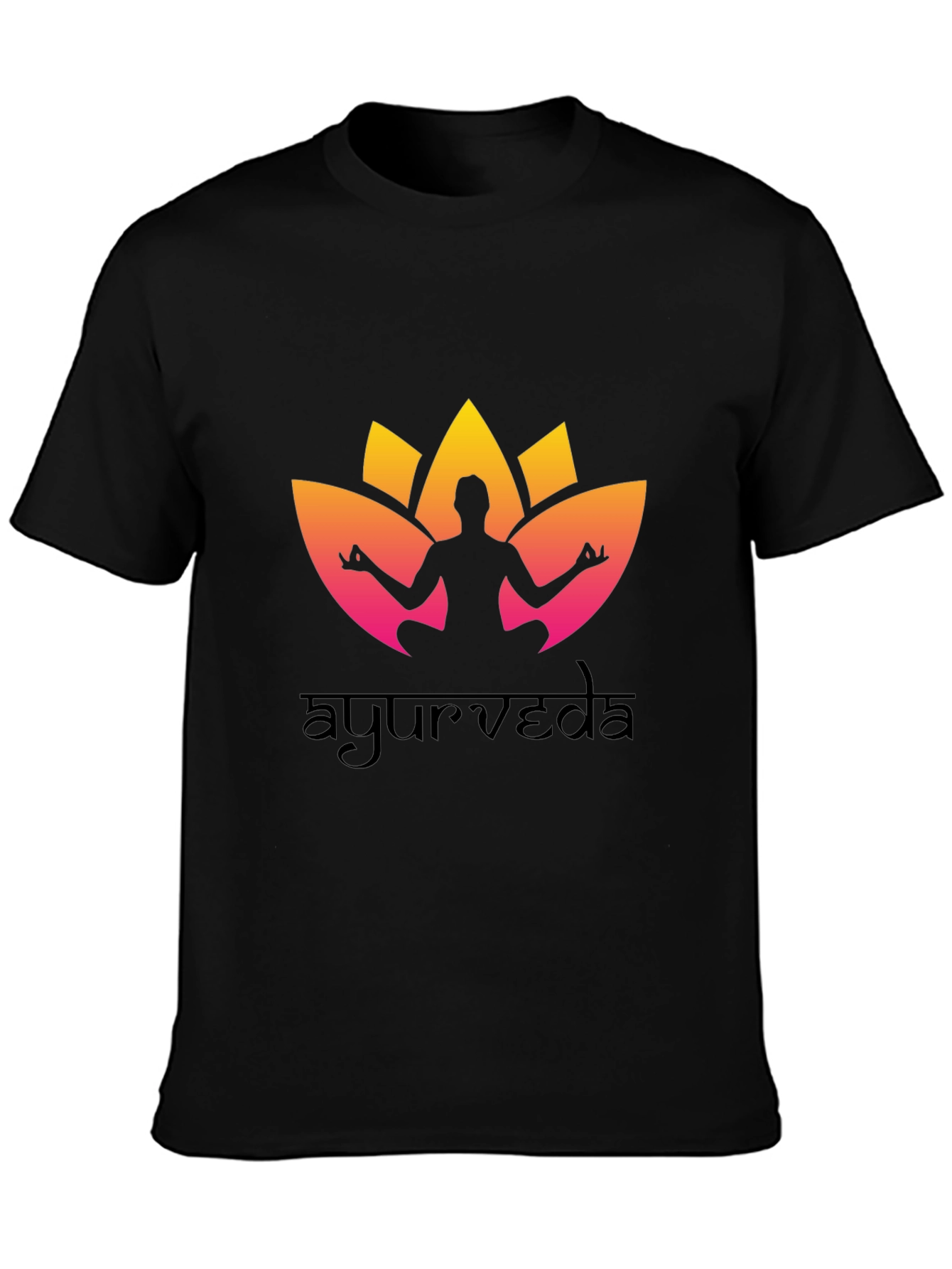 Black Ayurveda Yoga T-Shirt - Black Cotton view 3