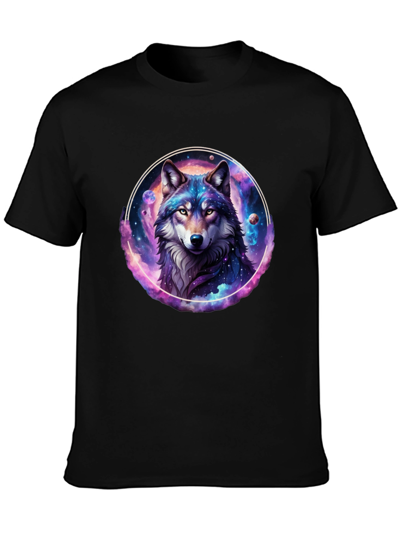 Black Cosmic Wolf Graphic Tee - Black T-Shirt view 3