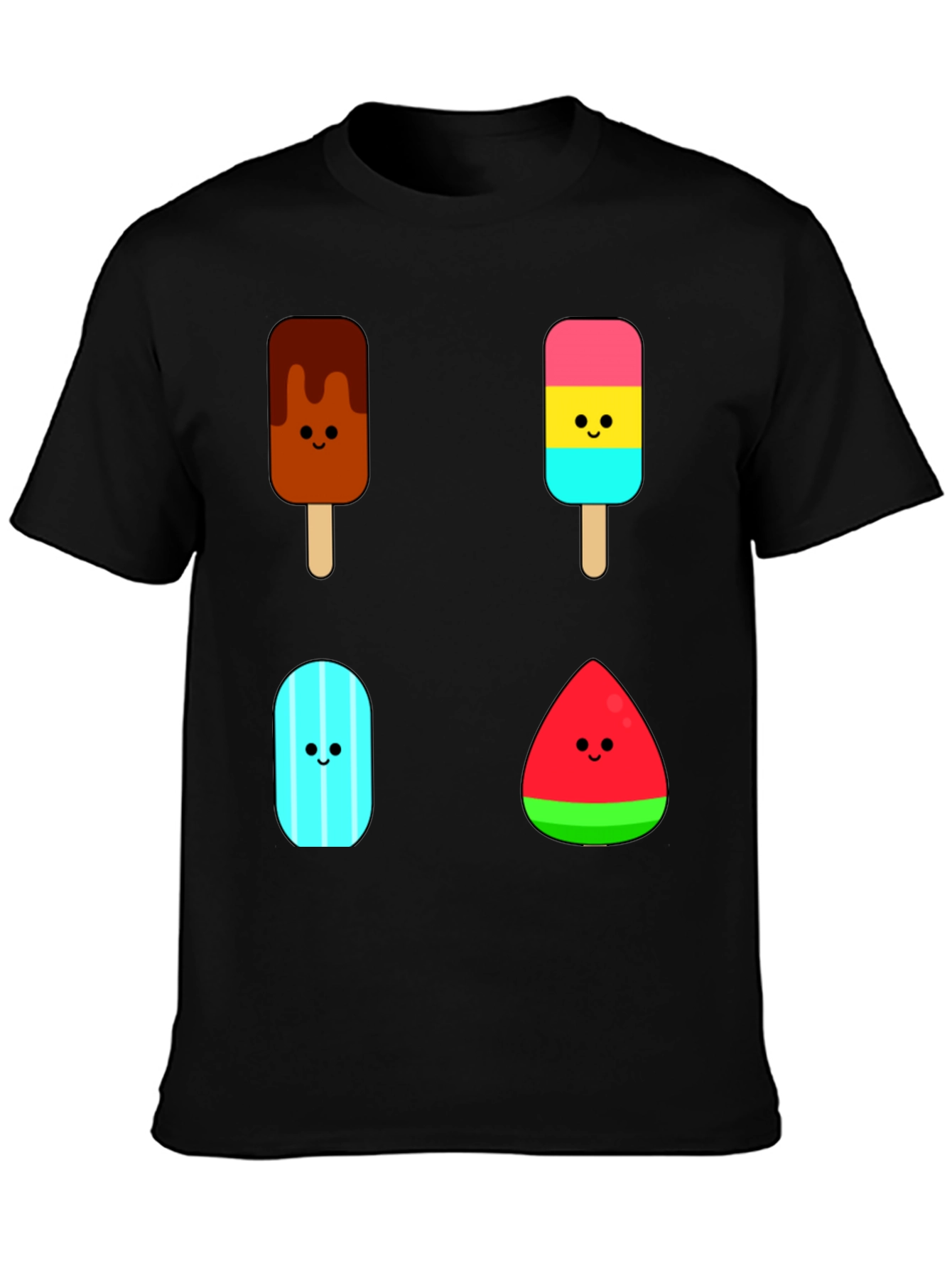 Black Cute Ice Cream Pops Graphic Tee - Black T-Shirt view 3