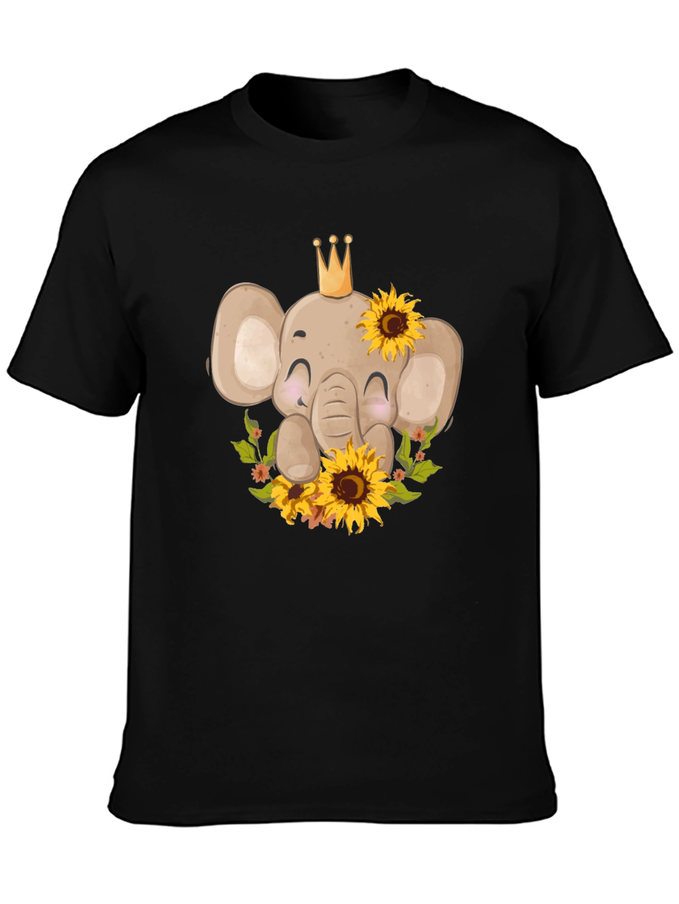 Black Elephant Sunflower Graphic Tee view 3