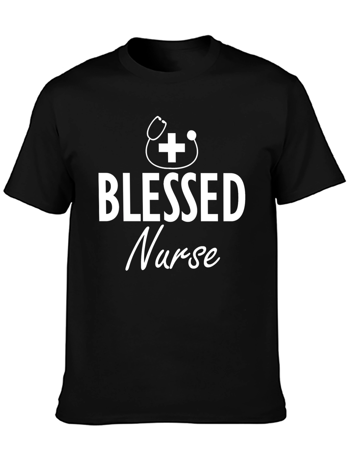 Black Blessed Nurse T-Shirt - Black - Medical Professional view 3
