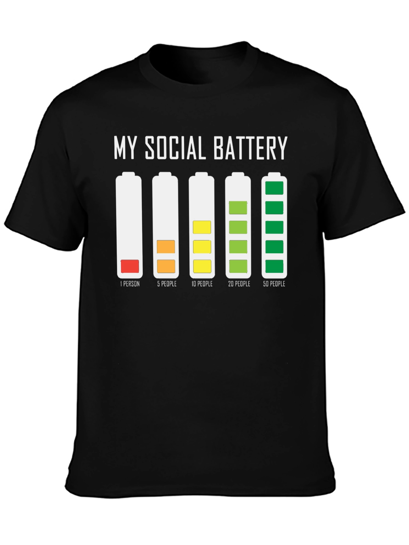 Black Social Battery Graphic T-Shirt view 3