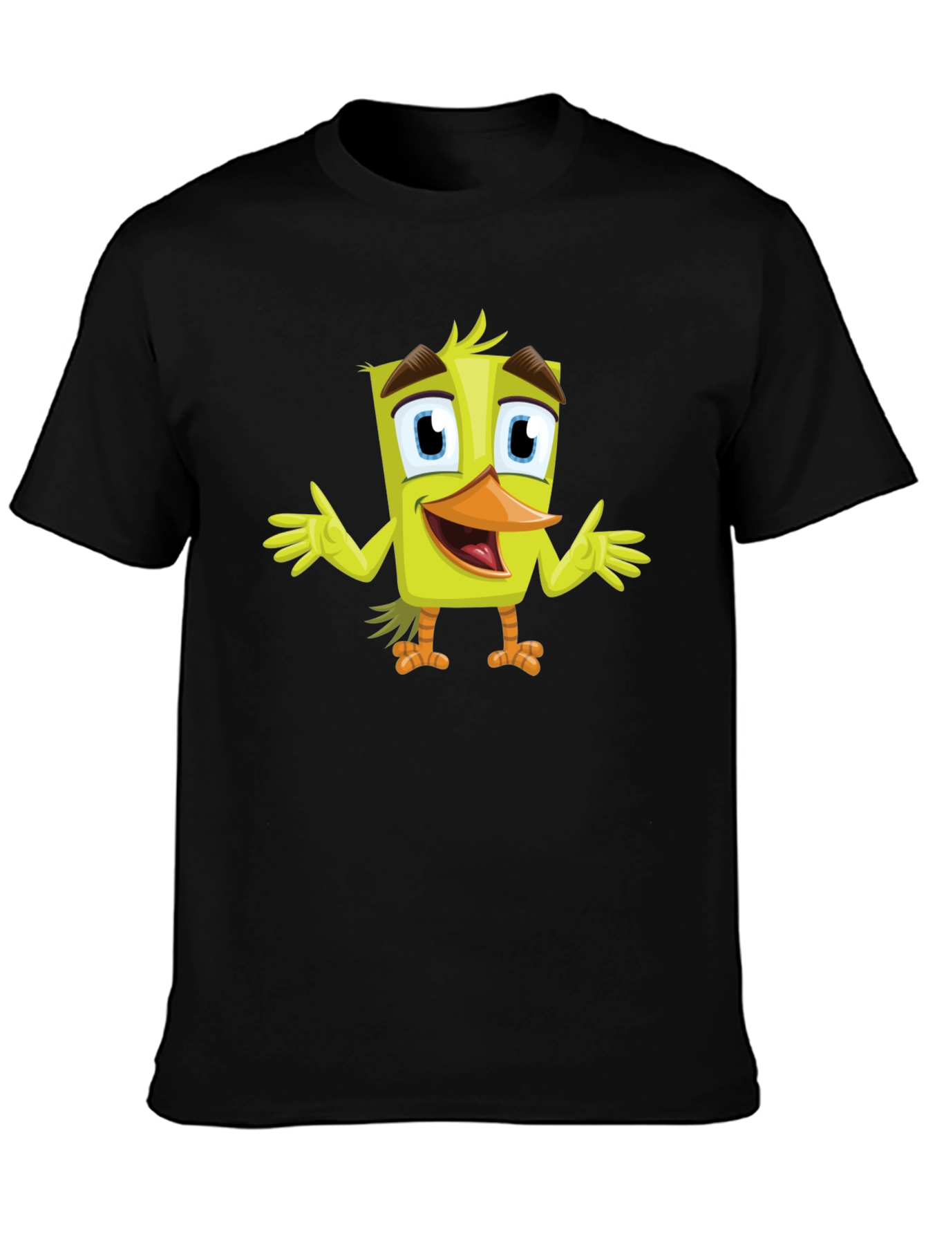 Black Cartoon Duck Graphic Tee - Black Unisex T-Shirt view 3
