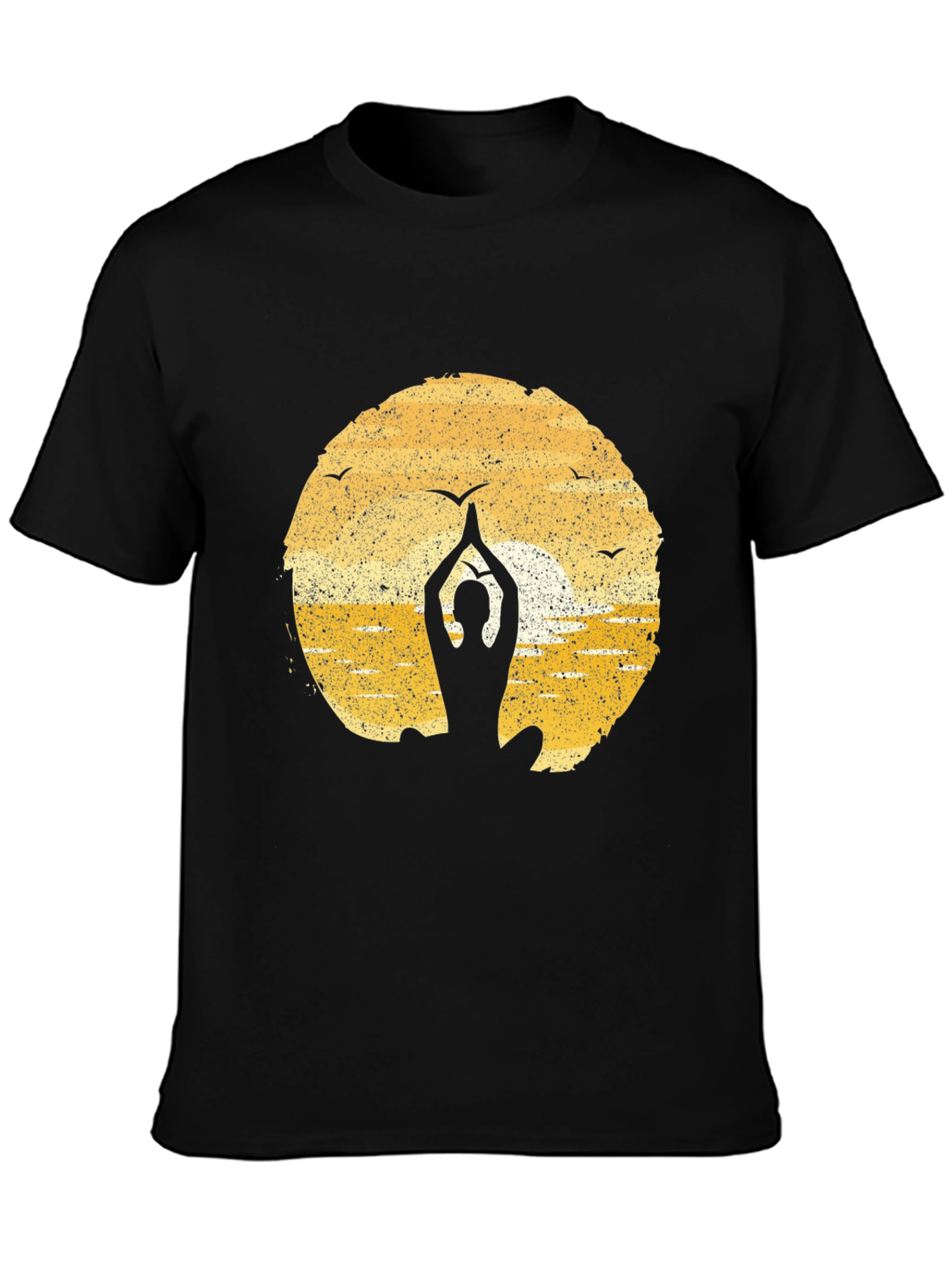 Black Yoga Silhouette T-Shirt - Meditation Peace  view 3