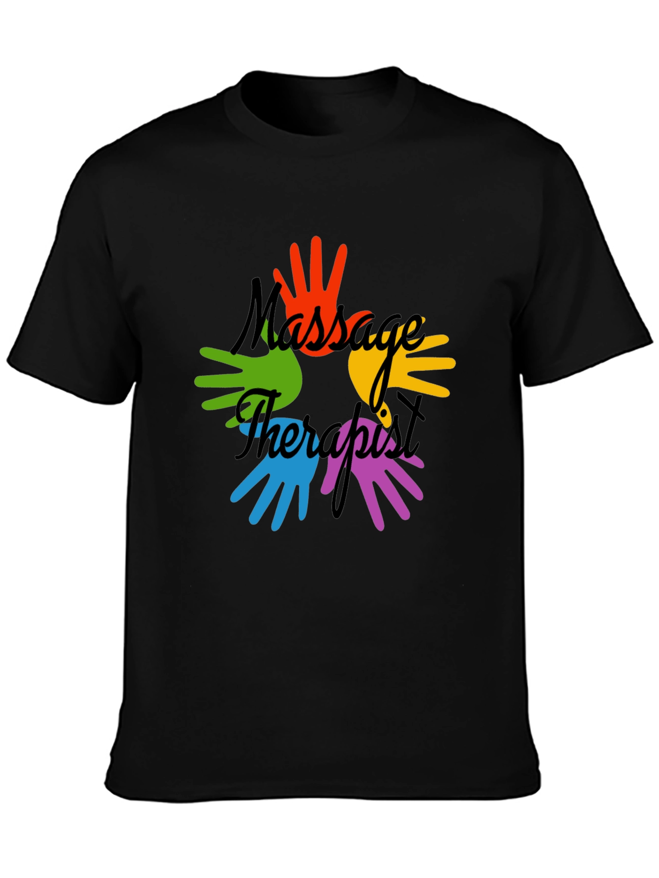 Black Massage Therapist Colorful Hands Graphic T-Shirt view 3