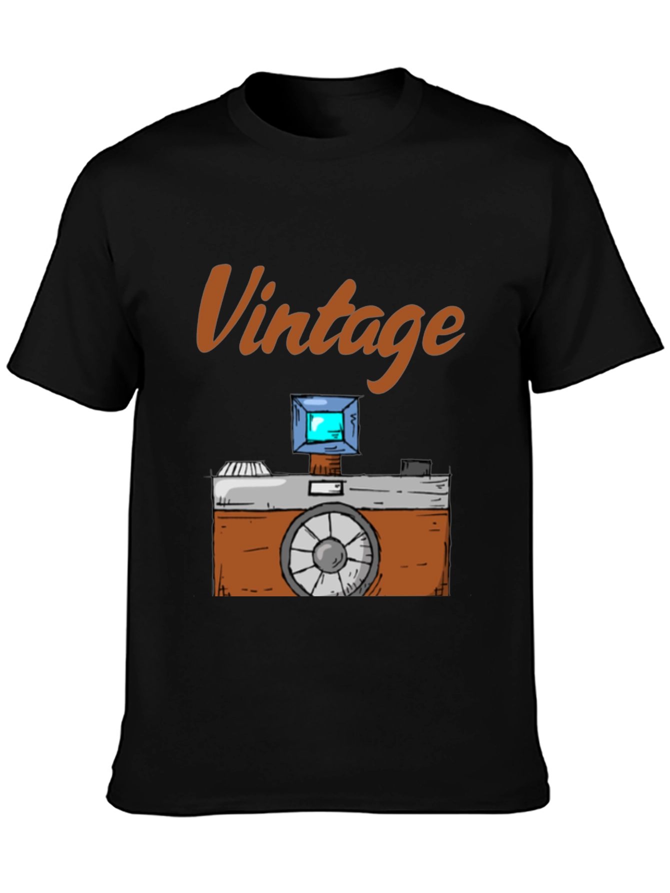 Black Vintage Camera Graphic Tee - Retro Style view 3