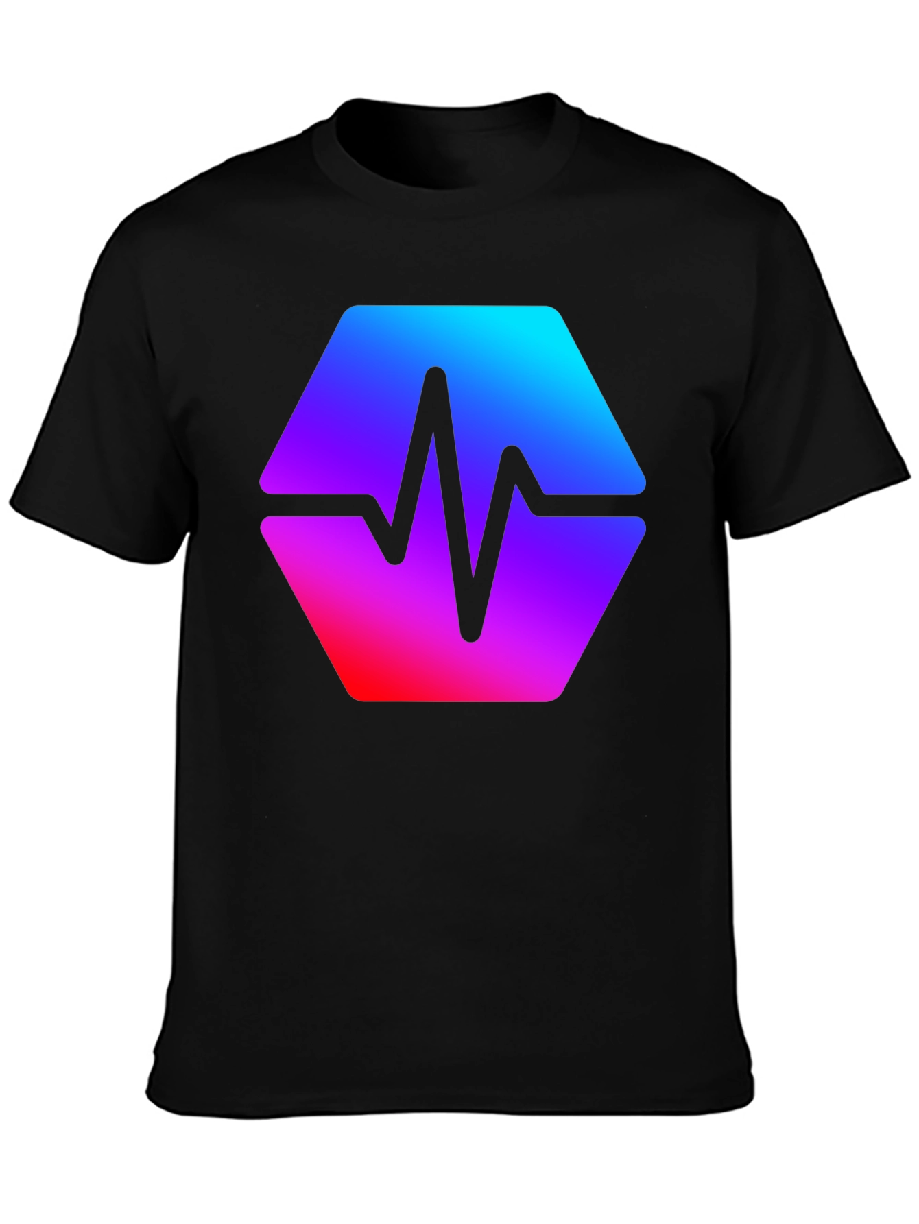 Black Hex Pulse Graphic T-Shirt - Modern Style view 3