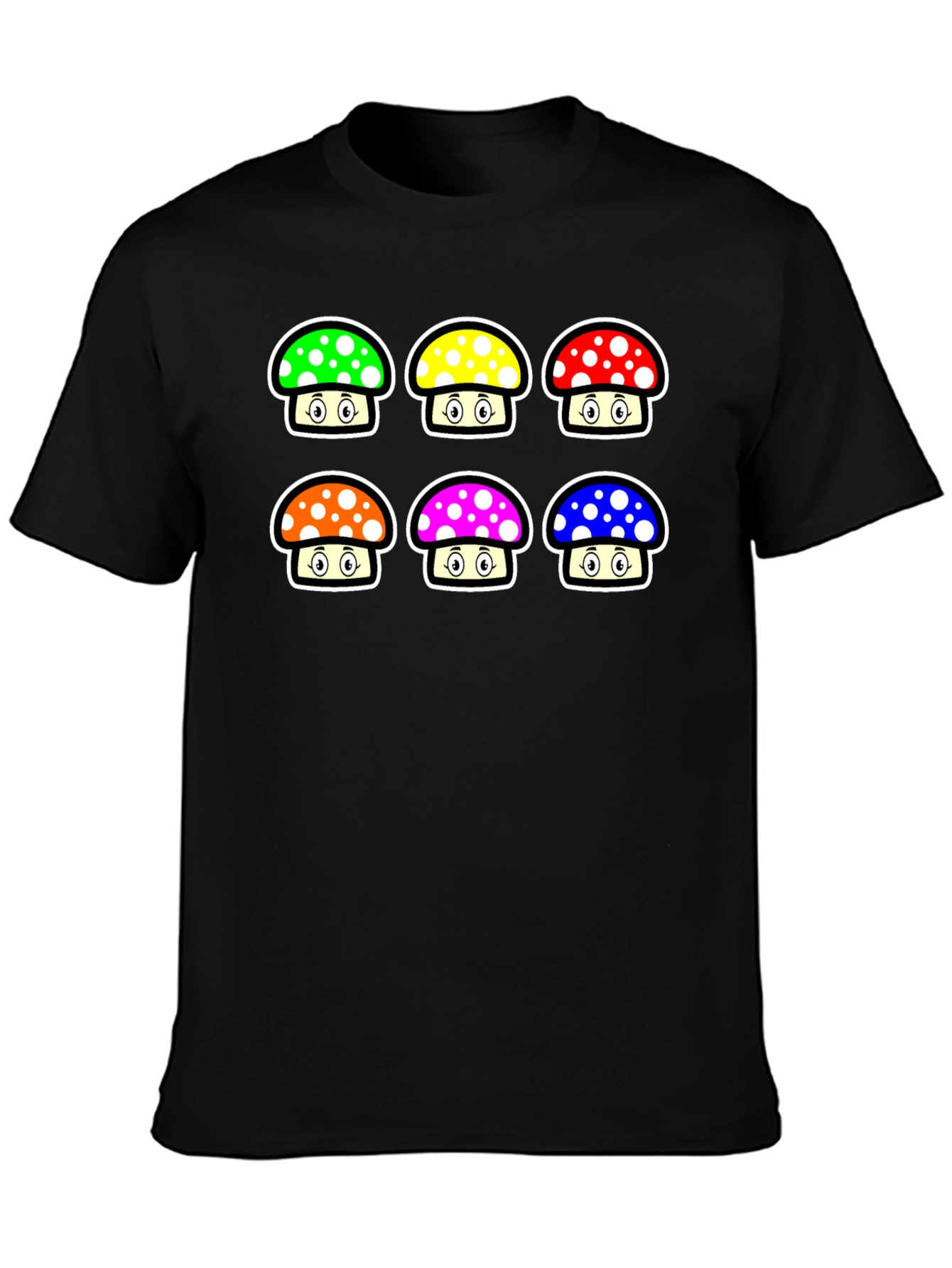 Black Mushroom T-Shirt - Fun Colorful Design view 3