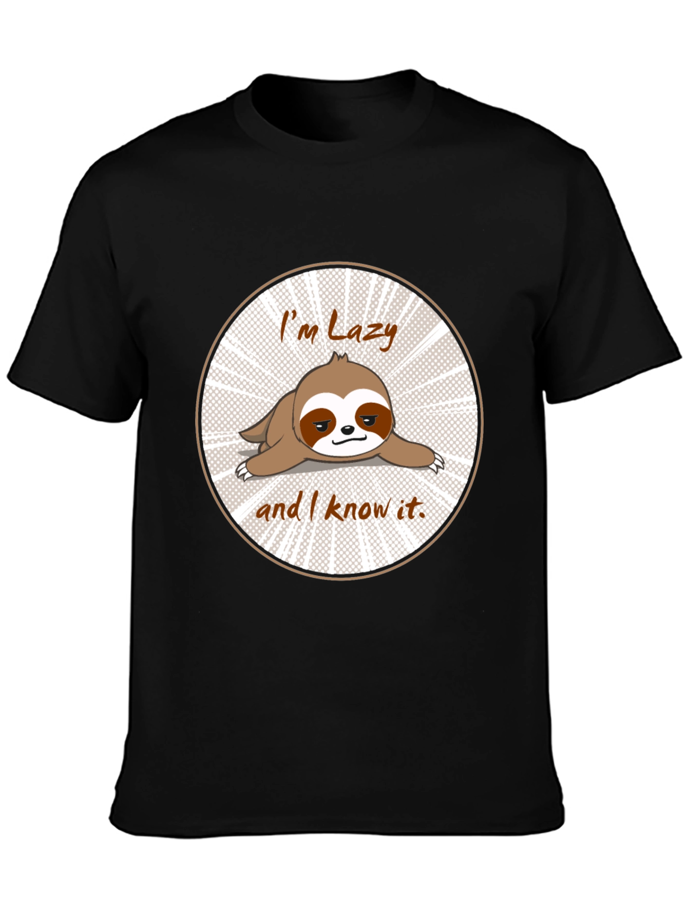 Black Lazy Sloth T-Shirt Funny Graphic Tee view 3