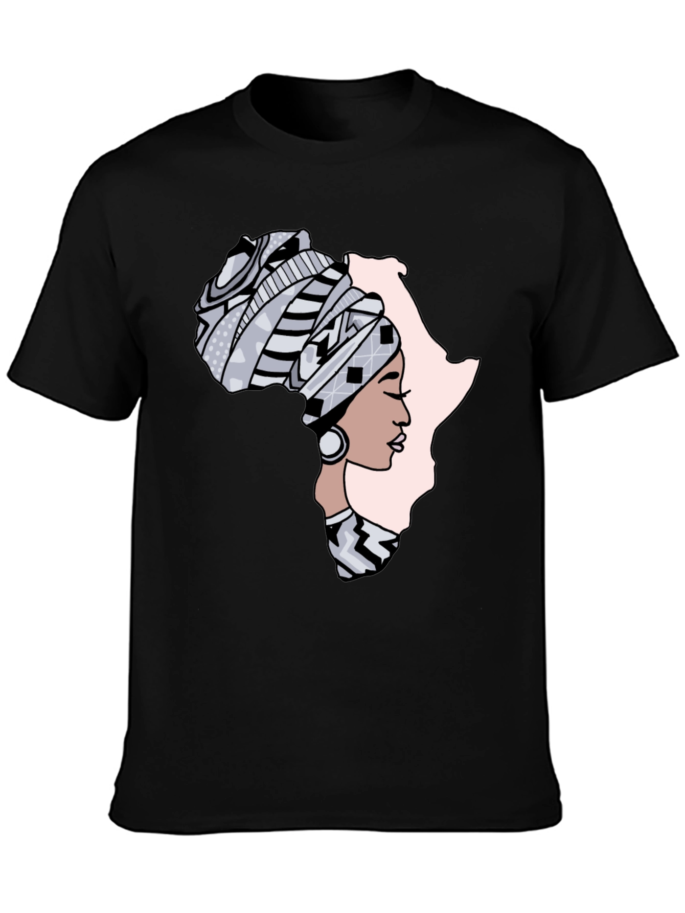 Black Africa Woman Graphic Tee - Black Cotton T-Shirt view 3