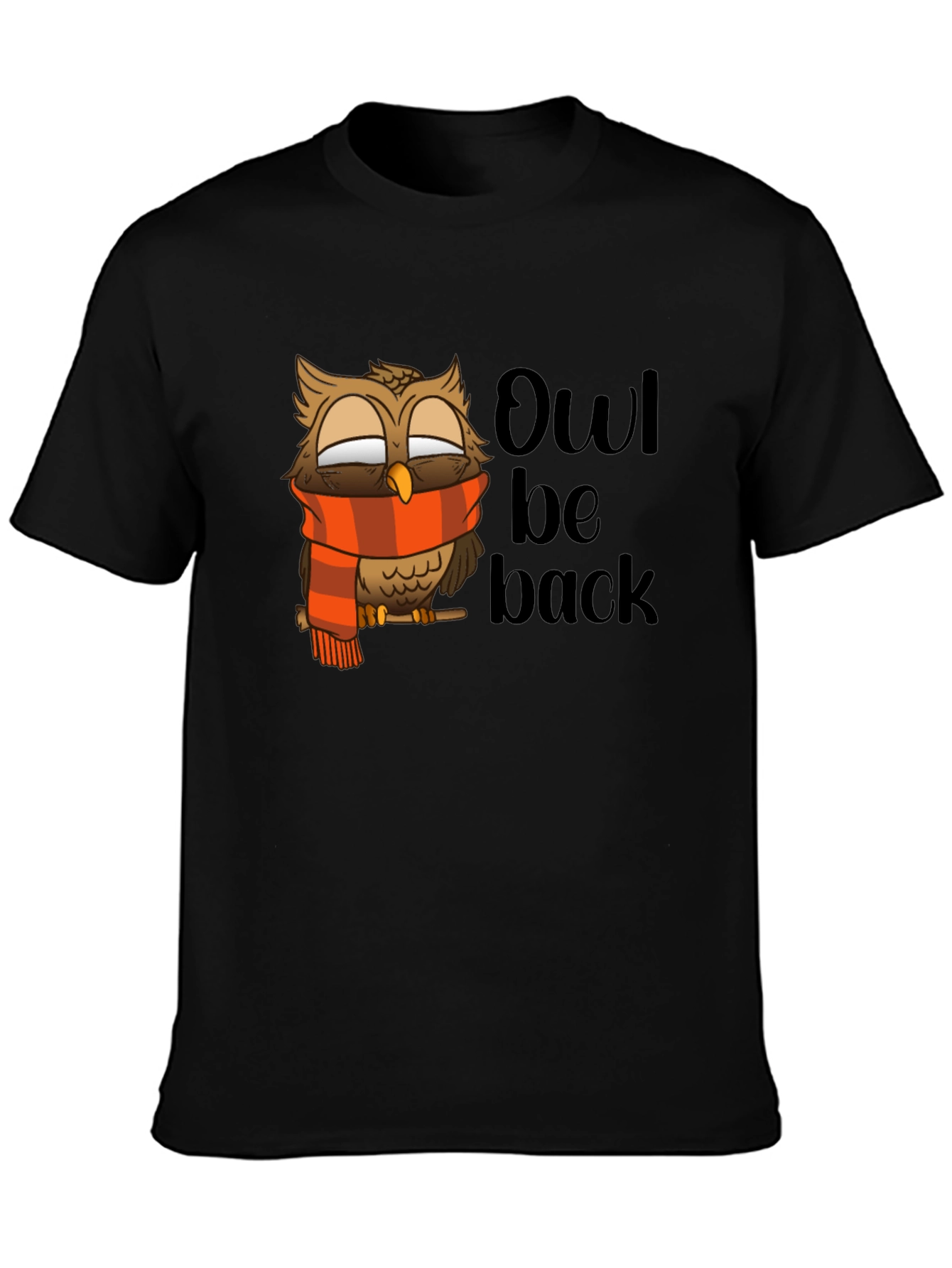 Black Owl Be Back Graphic T-Shirt - Cute Bird Pun Tee view 3