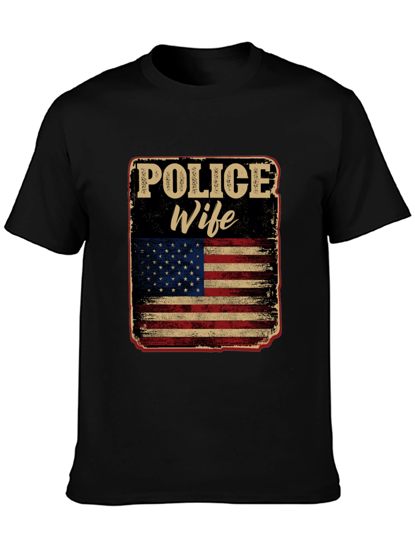 Black Police Wife American Flag Graphic Tee view 3