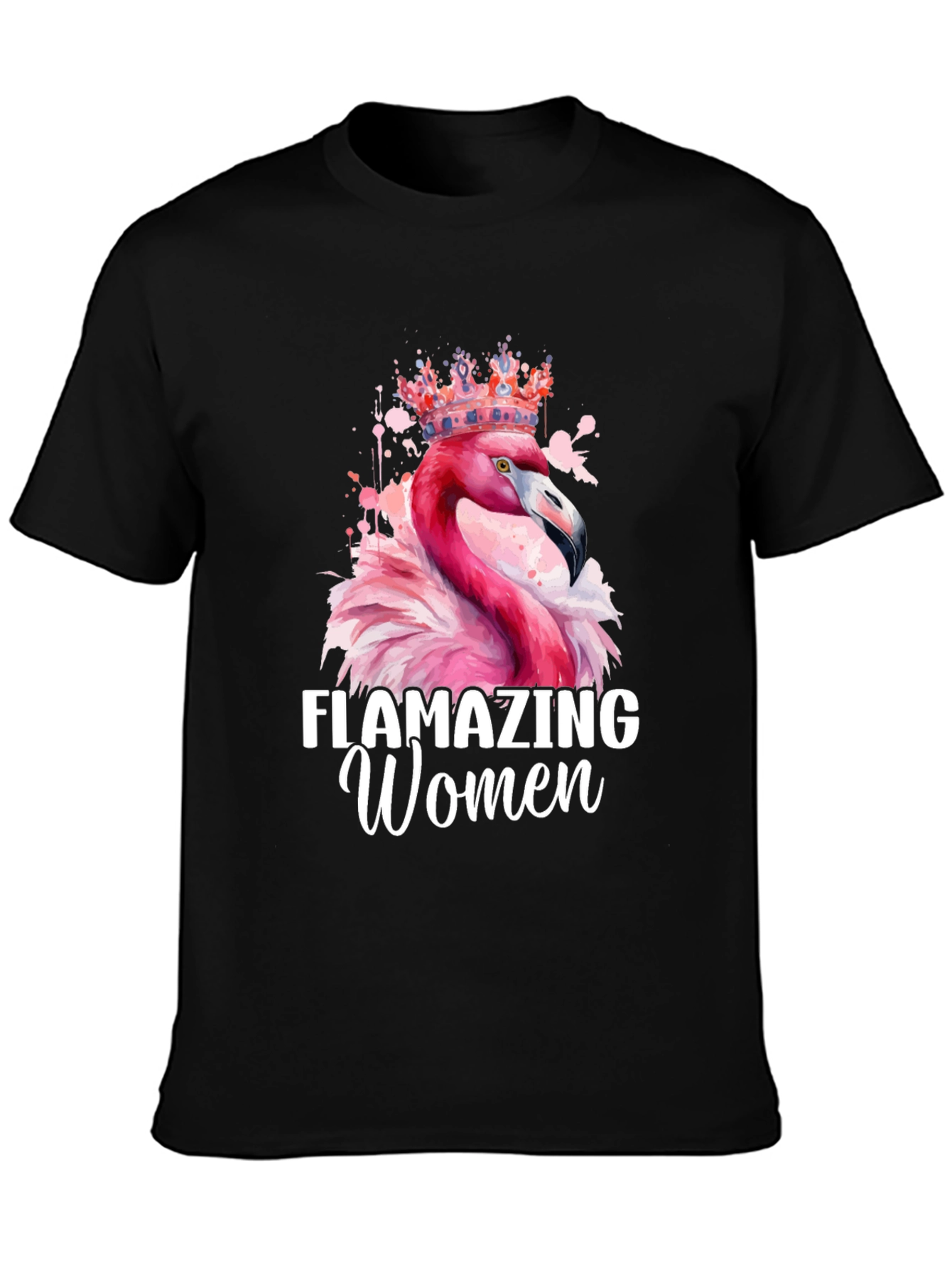 Black Flamazing Women T-Shirt - Flamingo Queen Tee view 3
