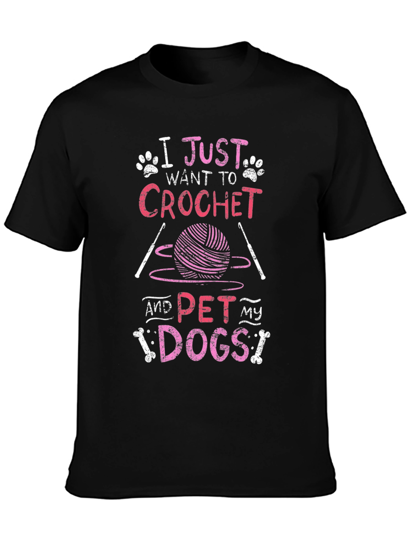 Black Crochet and Dogs T-Shirt view 3