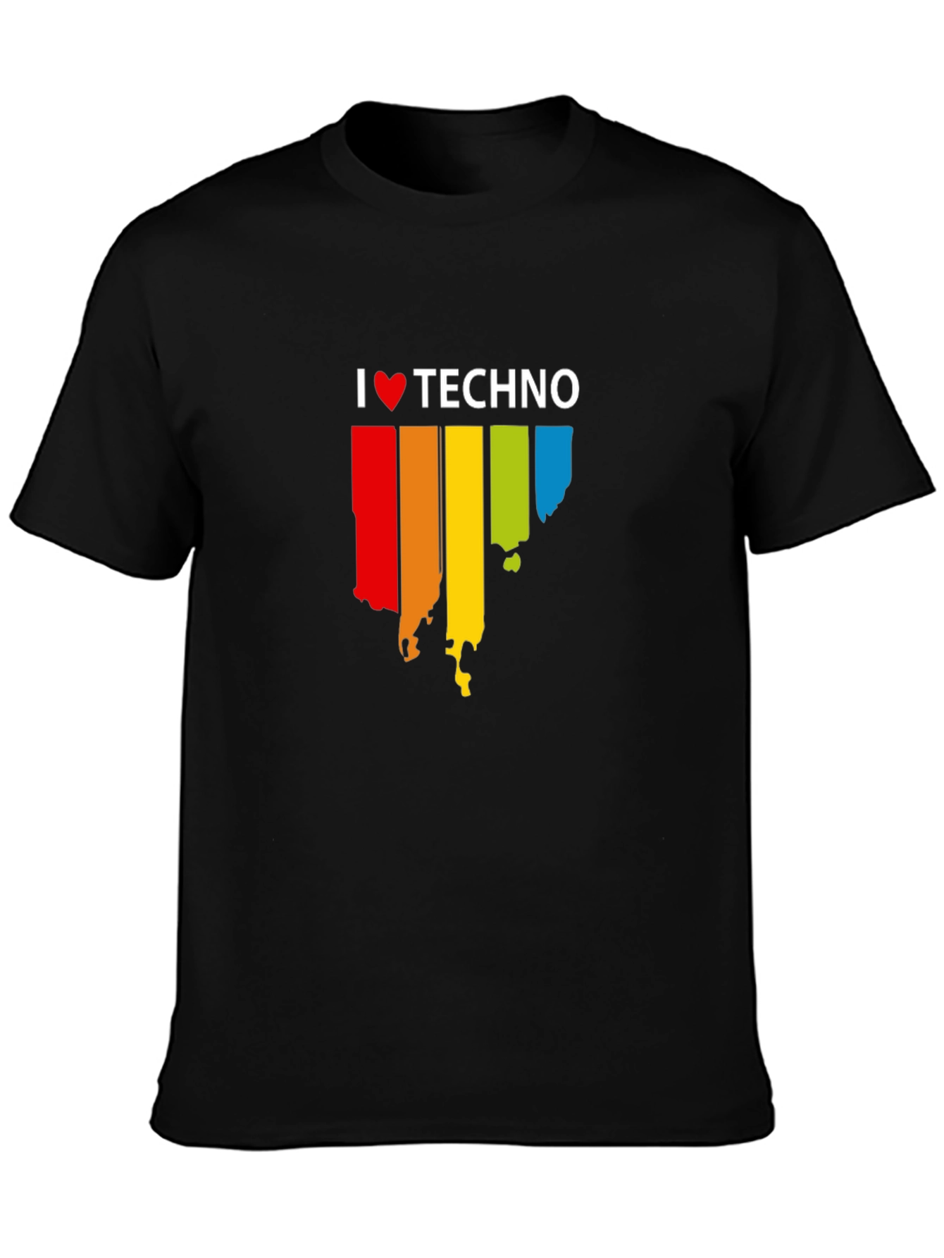 Black I Love Techno Graphic Black T-Shirt view 3
