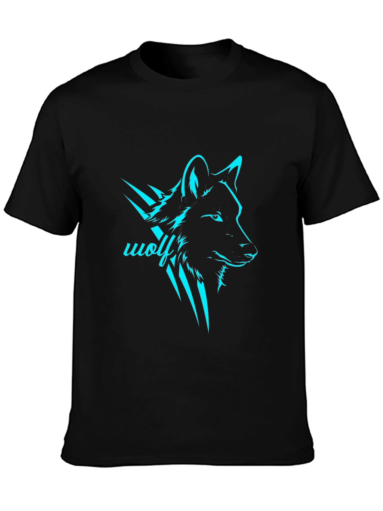 Black Men's Black Wolf Graphic T-Shirt view 3