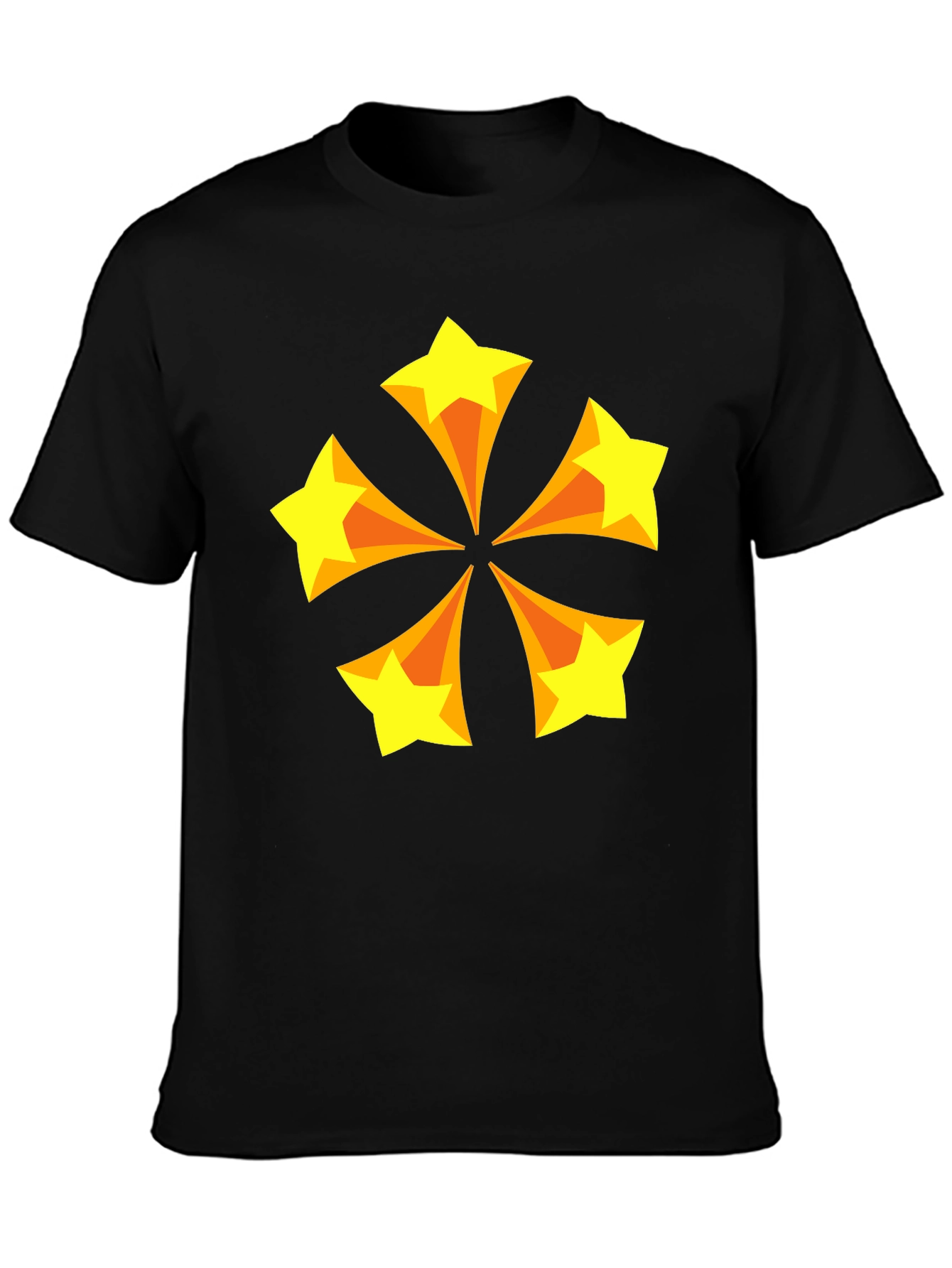 Black Retro Starburst Graphic Tee - Black Cotton Blend T-Shirt view 3