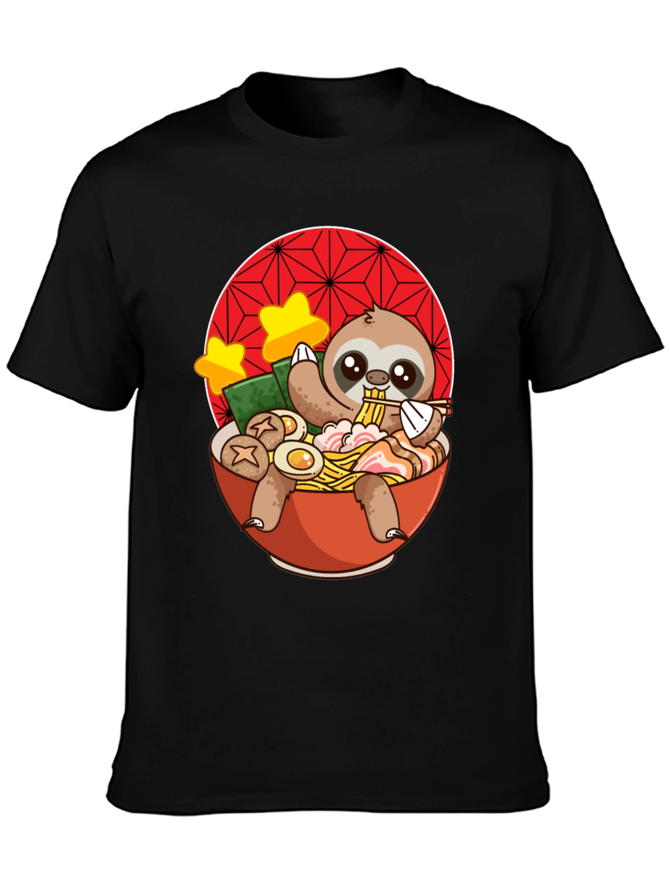 Black Sloth Ramen T-Shirt - Cute Japanese Noodles view 3