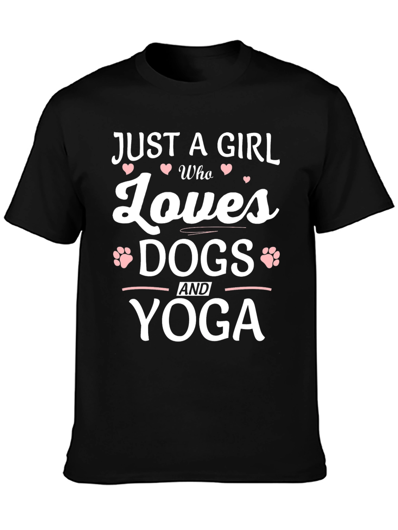 Black Just a Girl Who Loves Dogs and Yoga T-Shirt view 3