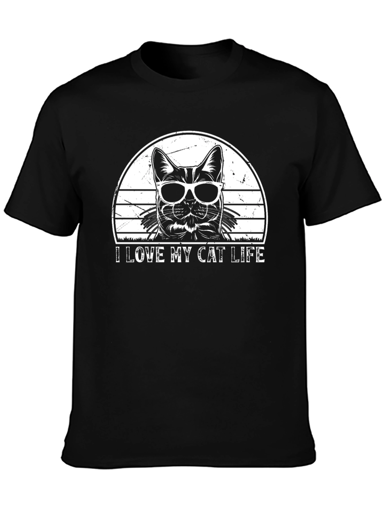 Black I Love My Cat Life Black T-Shirt view 3