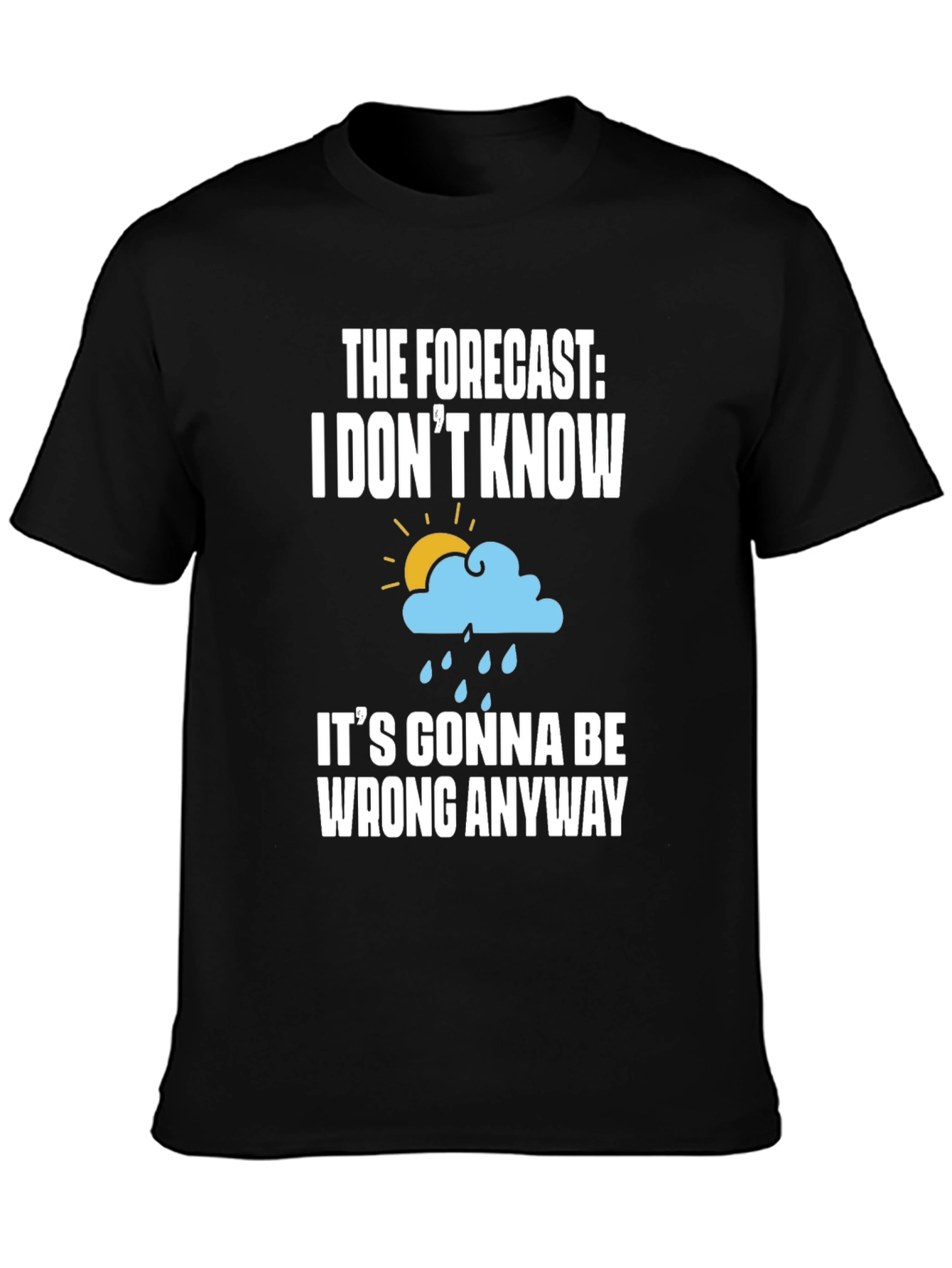 Black Funny Weather Forecast T-Shirt - 'It's Gonna Be Wrong Anyway' view 3