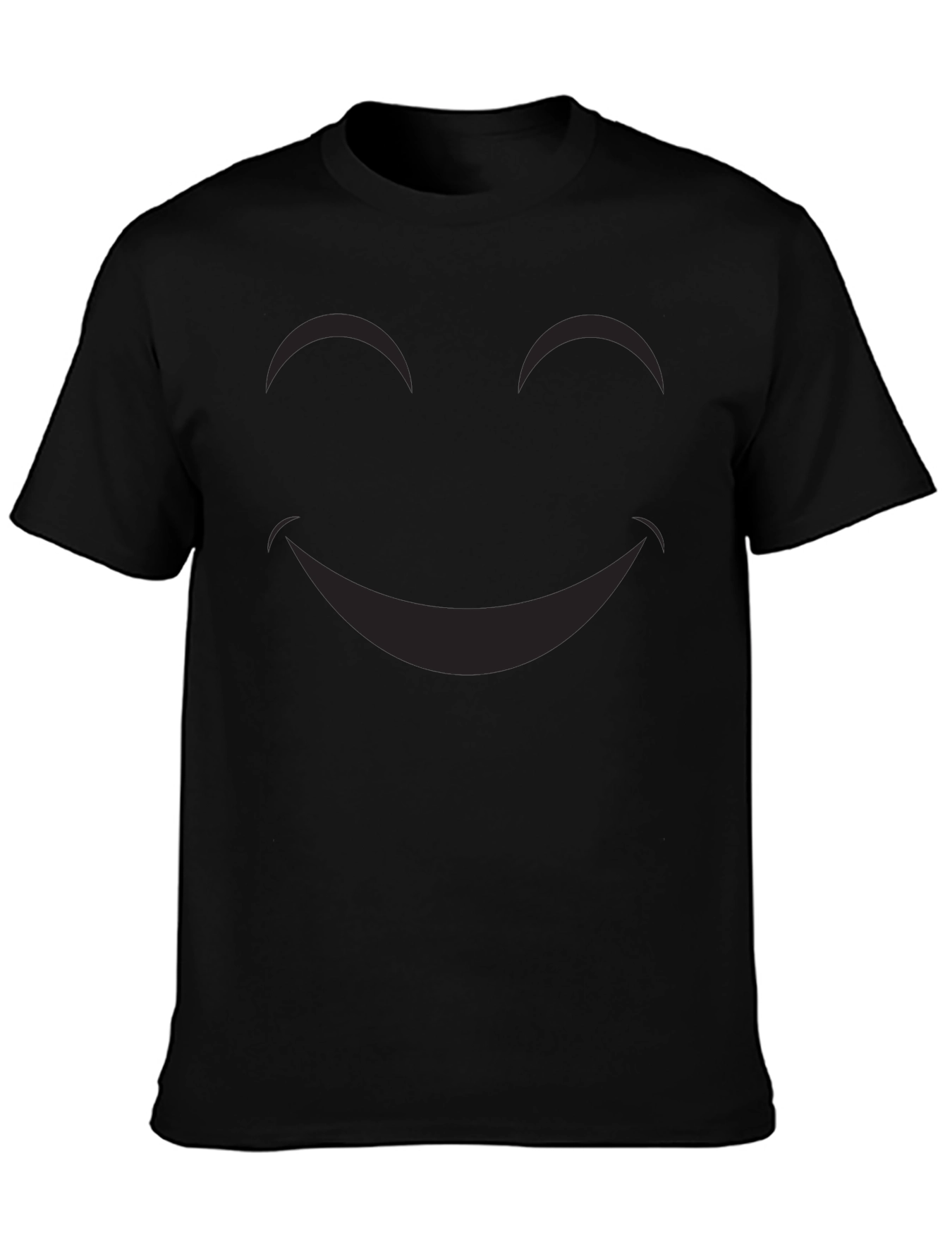 Black Smiley Face Graphic Tee - Classic Black Cotton T-Shirt view 3