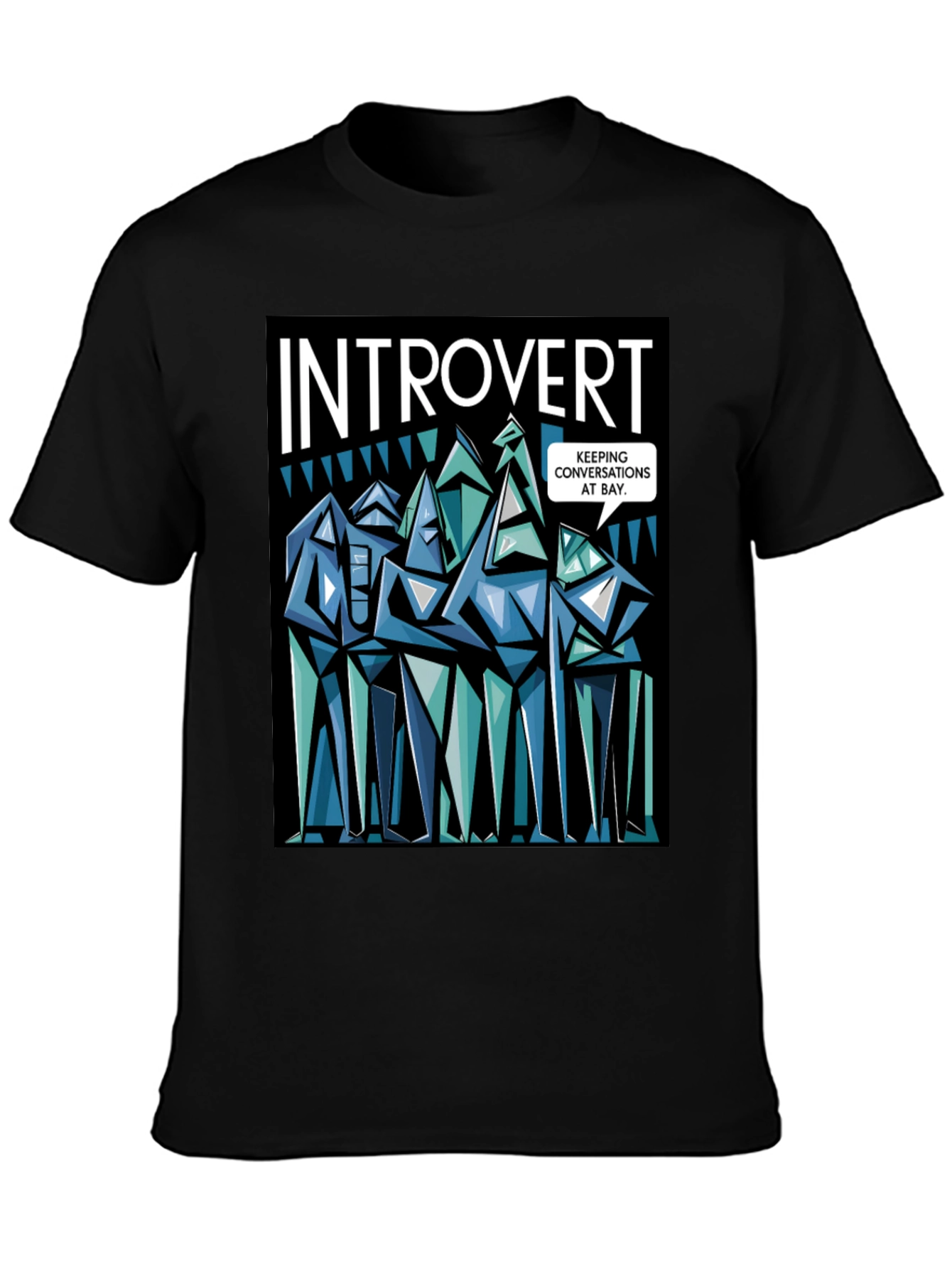 Black Introvert Graphic Novelty T-Shirt view 3