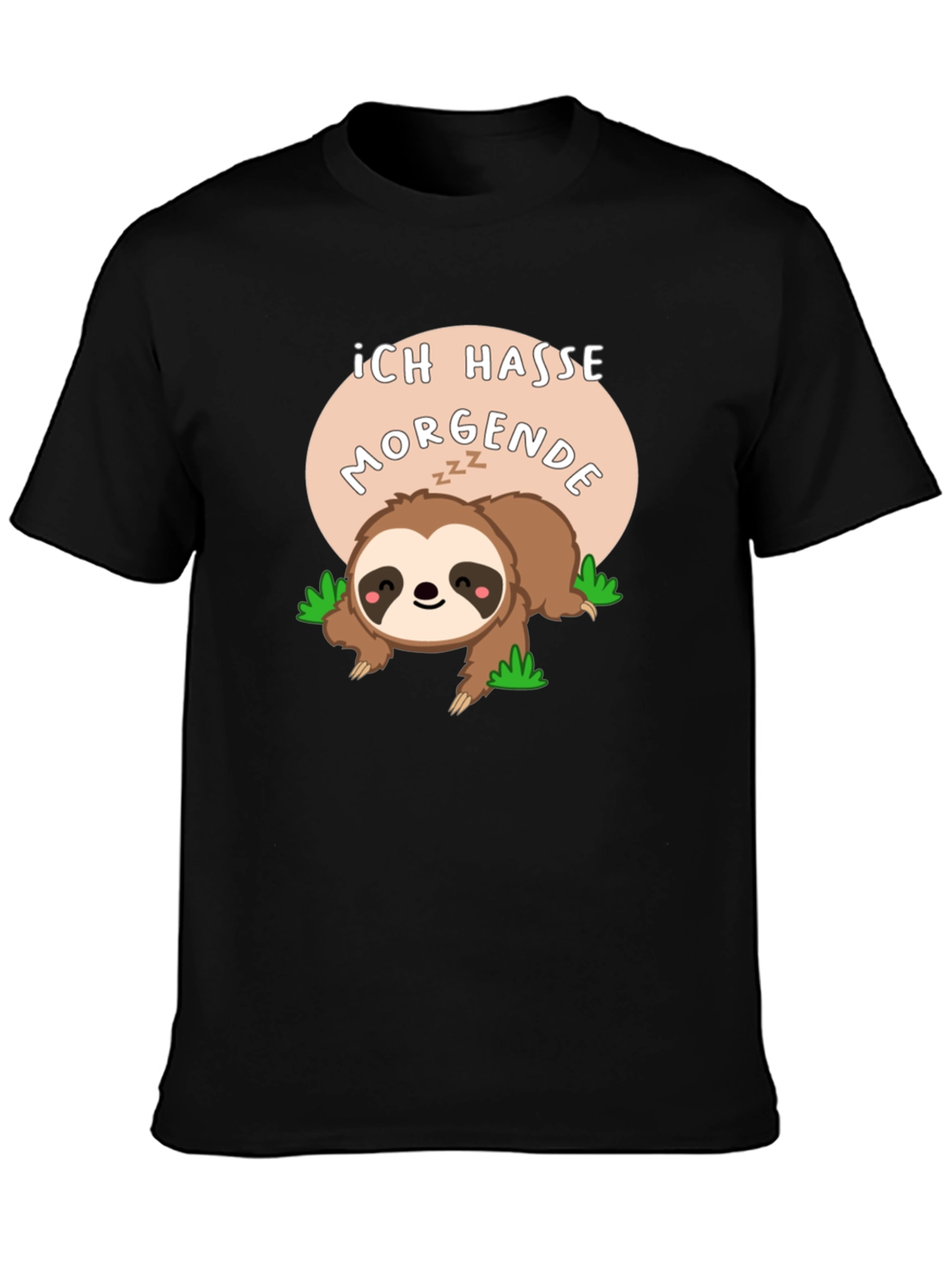 Black Ich Hasse Morgende Sloth Graphic Tee - Black view 3