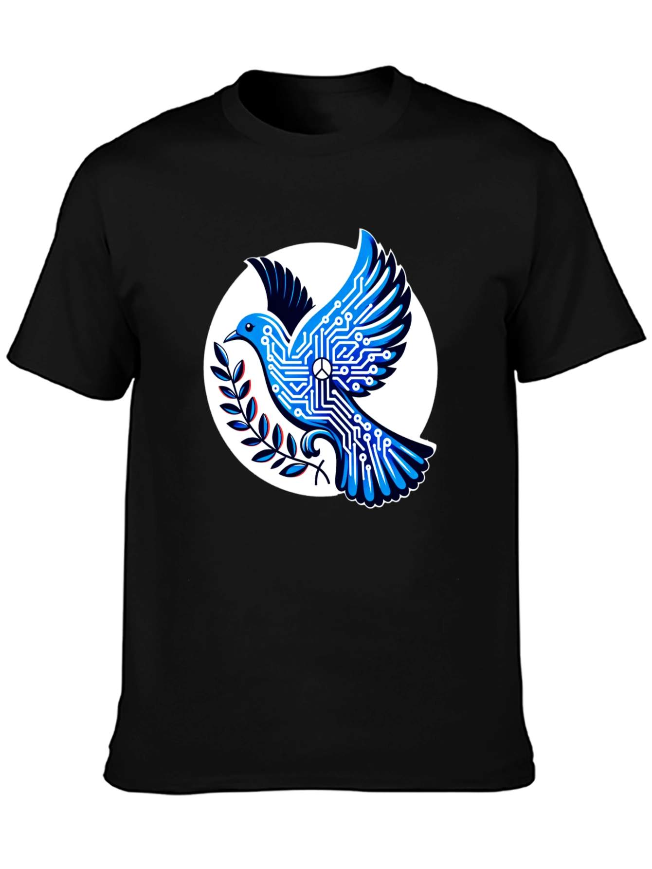 Black Tech Peace Dove Black T-Shirt view 3